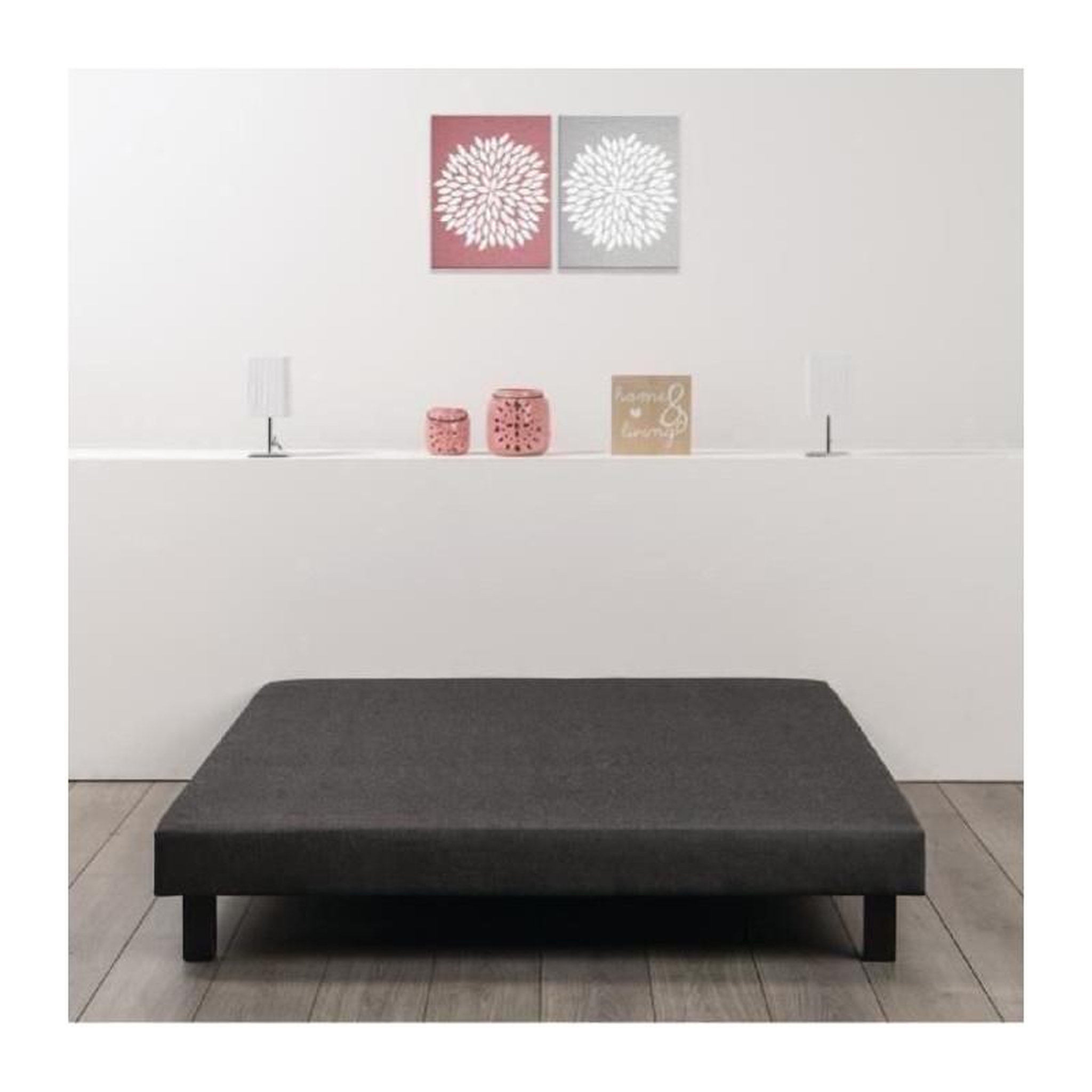 Voir la diapositive 1 : FINLANDEK Sommier tapissier a lattes 160 x 200 - Bois massif gris anthracite + pieds - FINLANDEK Rakenne
