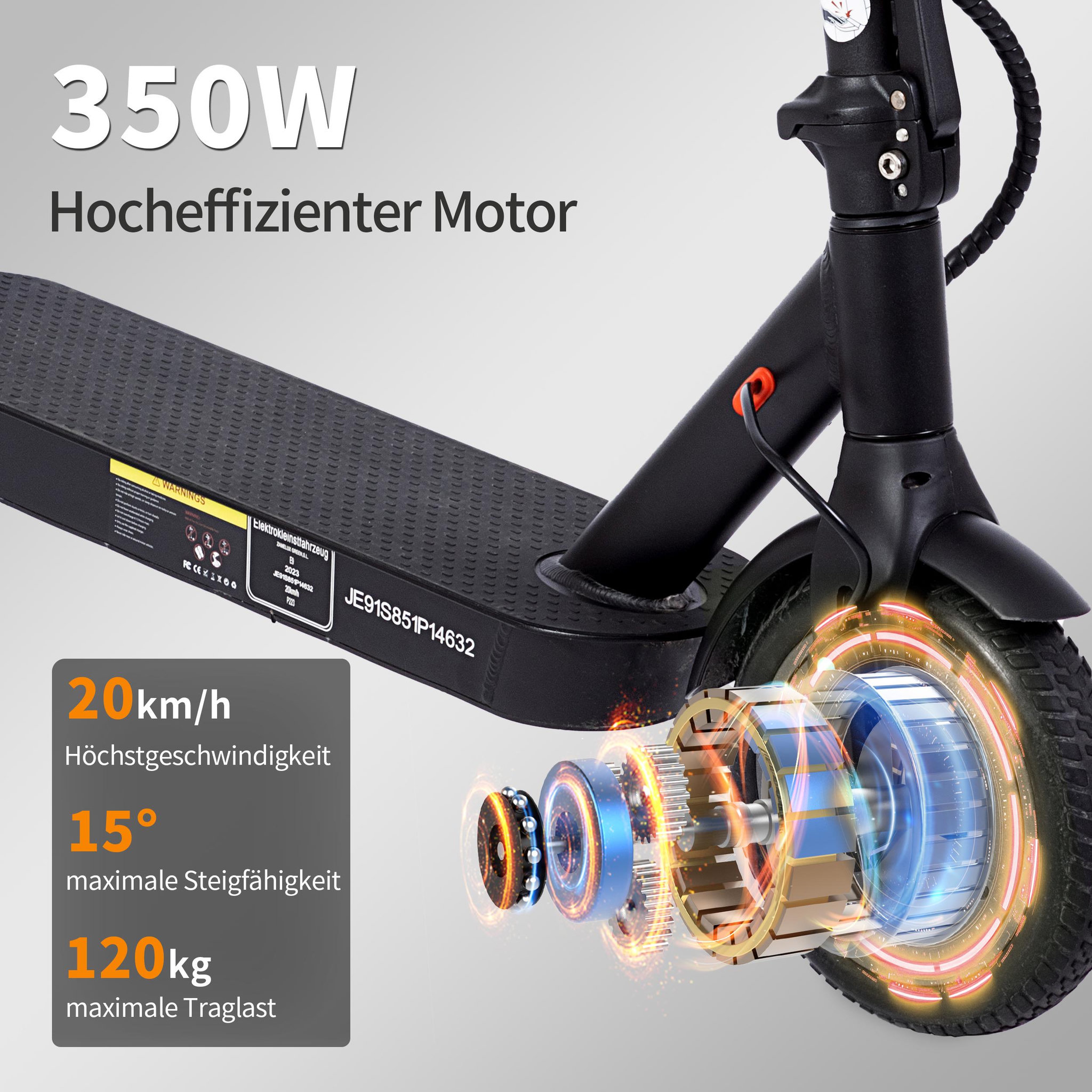 Voir la diapositive 4 : LEAWIN Trottinette électrique leawin e9, vitesse maximale 20 km/h, pneus pleins 8,5 , pliable