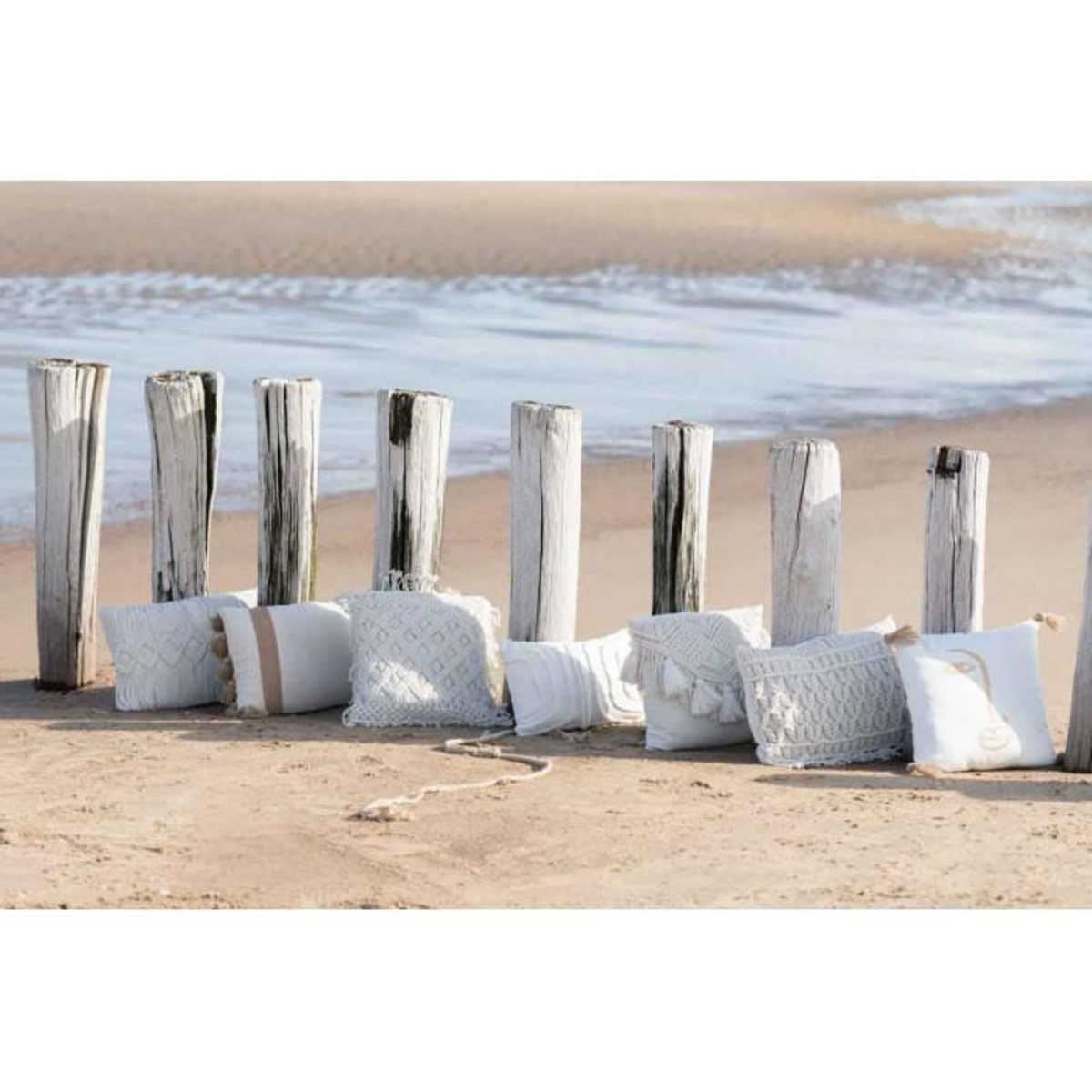 Paris Prix Coussin Déco  Linea Macramé  40x60cm Blanc