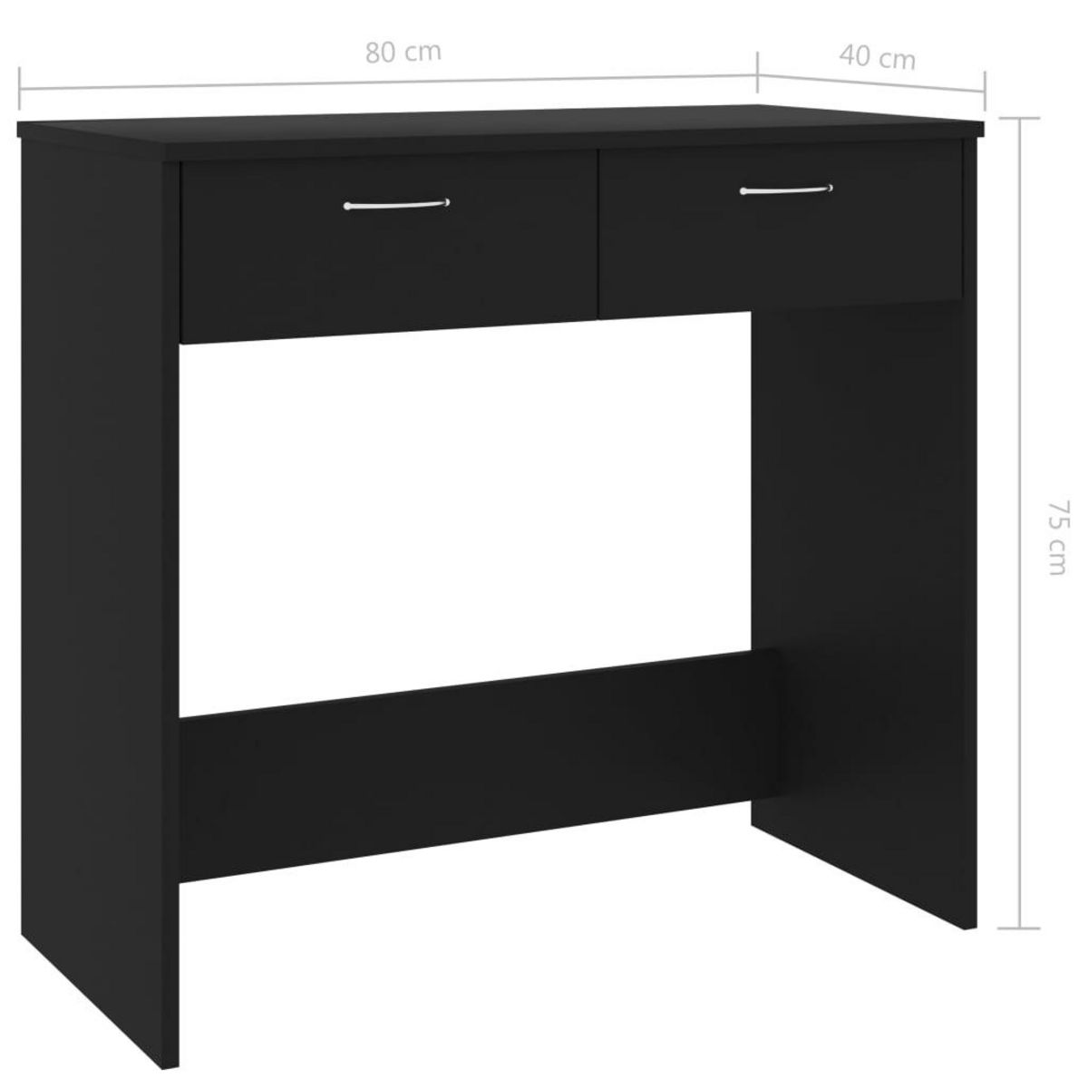 VIDAXL Bureau Noir 80x40x75 cm Agglomere