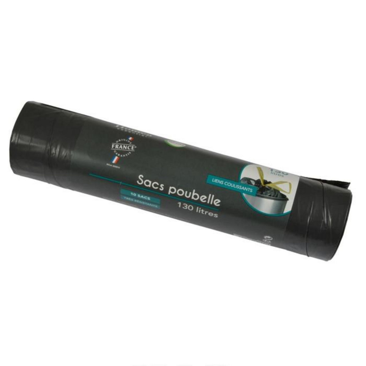 Paris Prix Lot de 10 Sacs Poubelle  Liens Coulissants  130L Noir