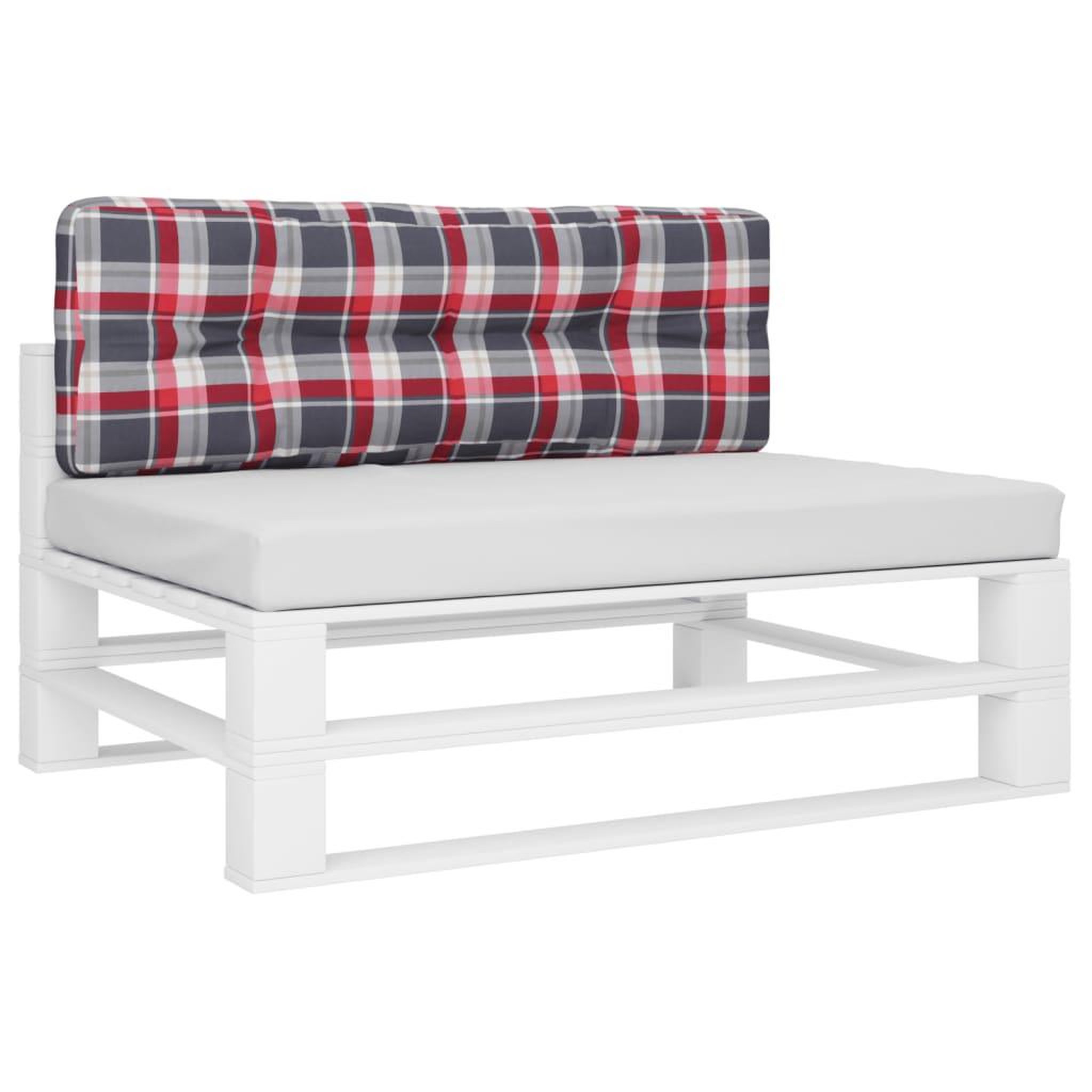 Voir la diapositive 3 : VIDAXL Coussin de palette motif a carreaux rouge 120x40x12 cm tissu