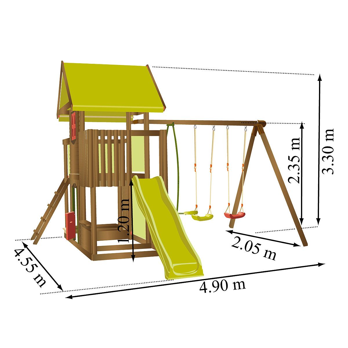 Soulet Portique balançoire bois avec tour et toboggan Le p'tit Chatenay