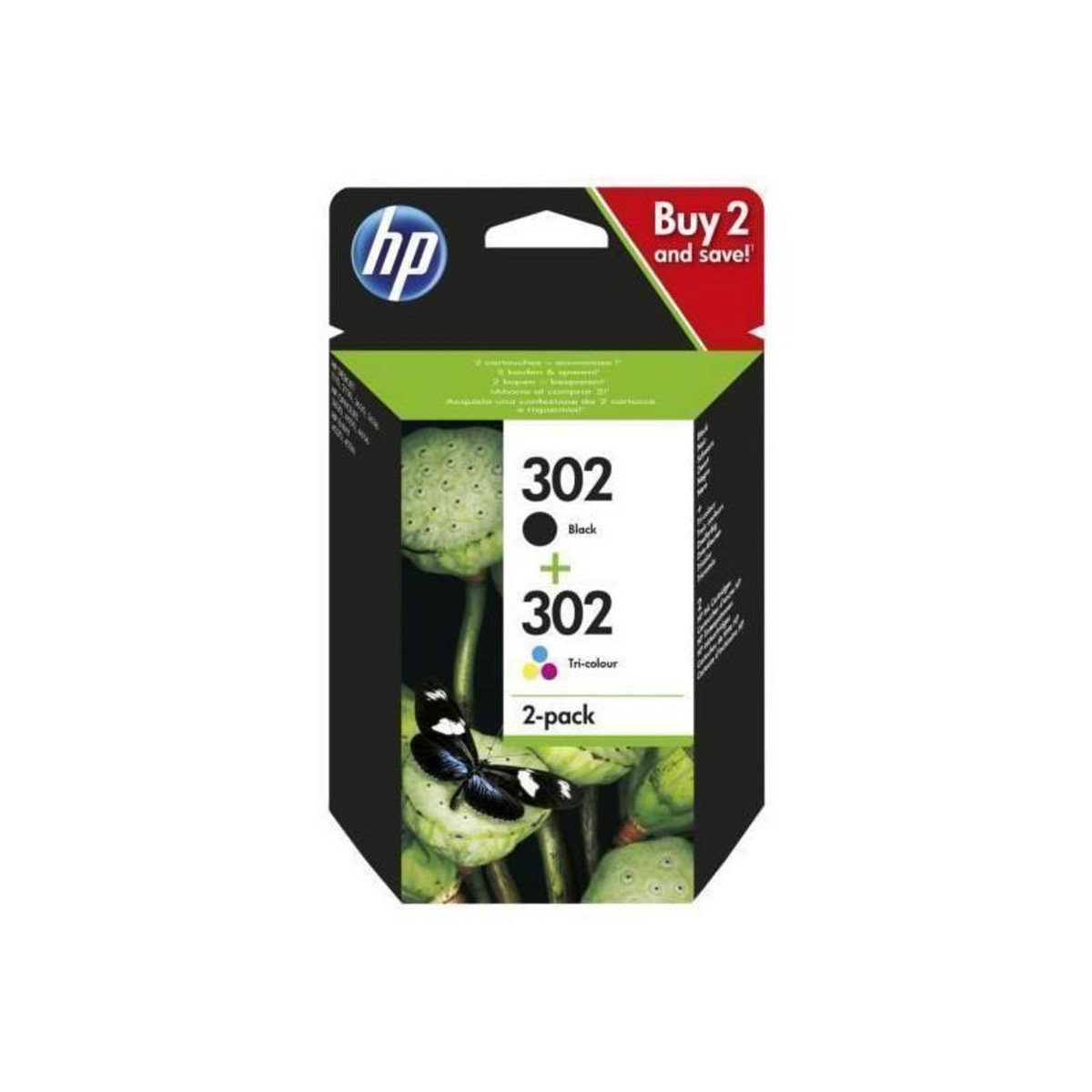 HP HP 302 pack de 2 cartouches dencre noire/trois couleurs authentiques pour HP DeskJet 2130/3630 et HP OfficeJet 3830 X4D37AE