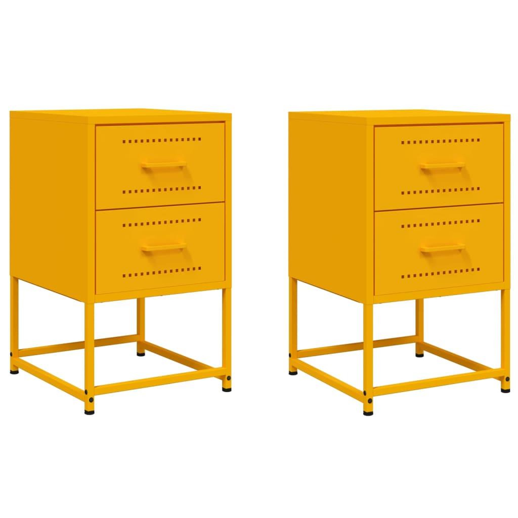 Voir la diapositive 2 : VIDAXL Tables de chevet 2 pcs jaune moutarde 36x39x60,5 cm acier