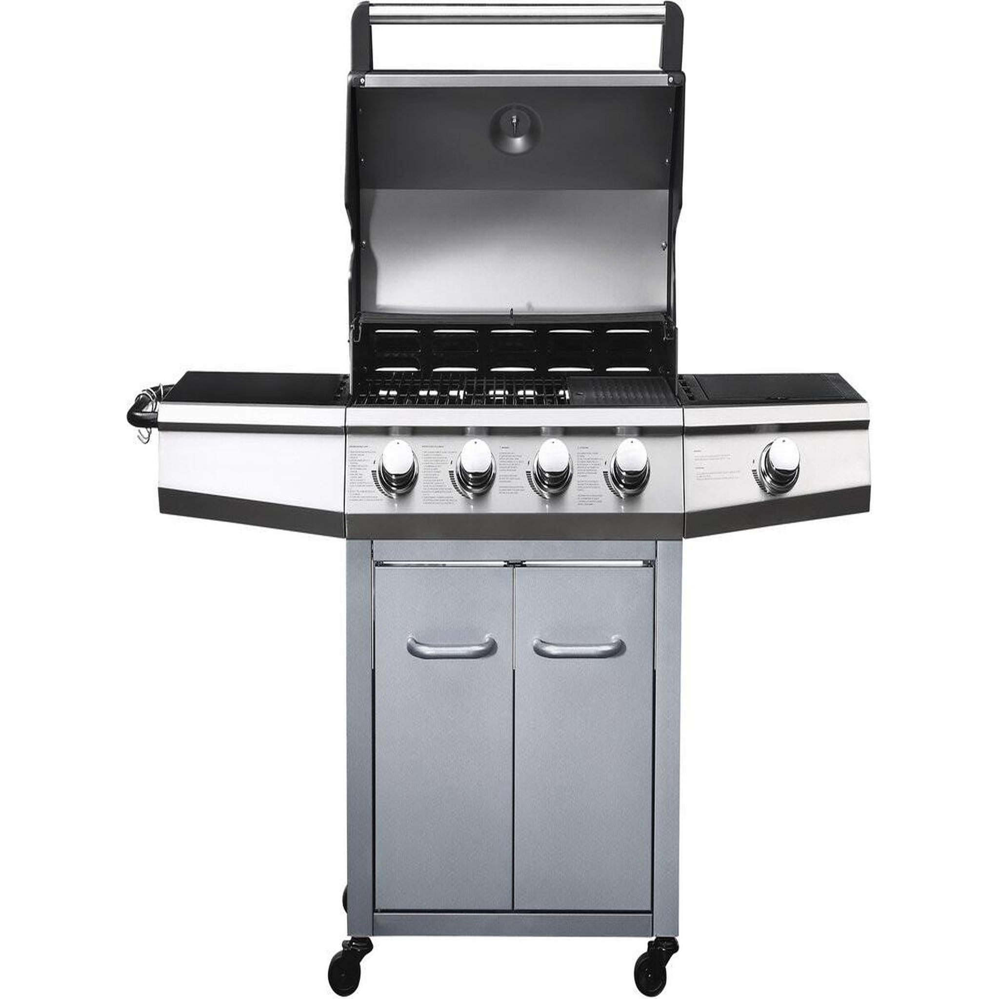 Voir la diapositive 4 : Habitat et Jardin Barbecue gaz avec LED  Bingo 5  - 5 Brûleurs dont 1 latéral - 15.2kW + Housse protection - Argenté