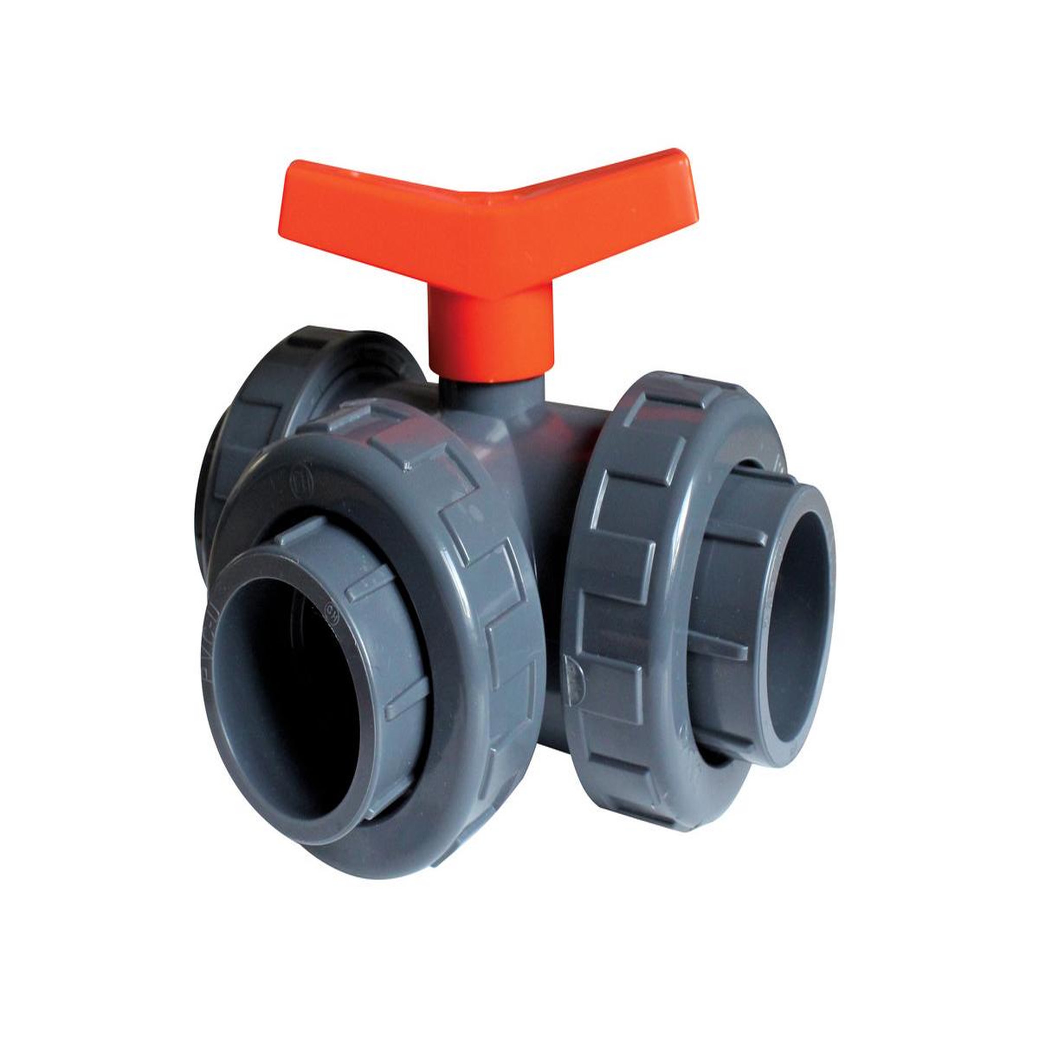 Voir la diapositive 2 : JARDIDECO Vanne 3 voies pvc pression en t ø 63 mm - fitt