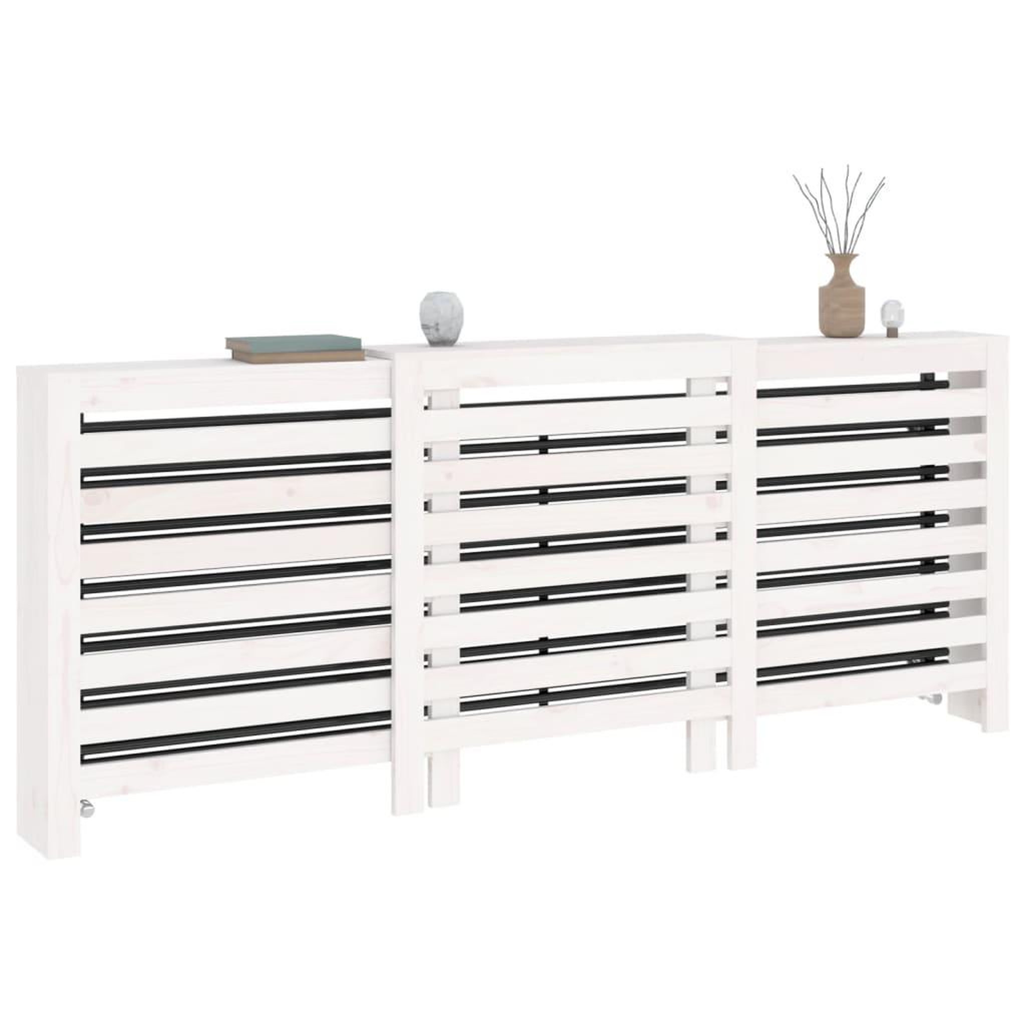Voir la diapositive 4 : VIDAXL Cache-radiateur Blanc 210x21x85 cm Bois massif de pin