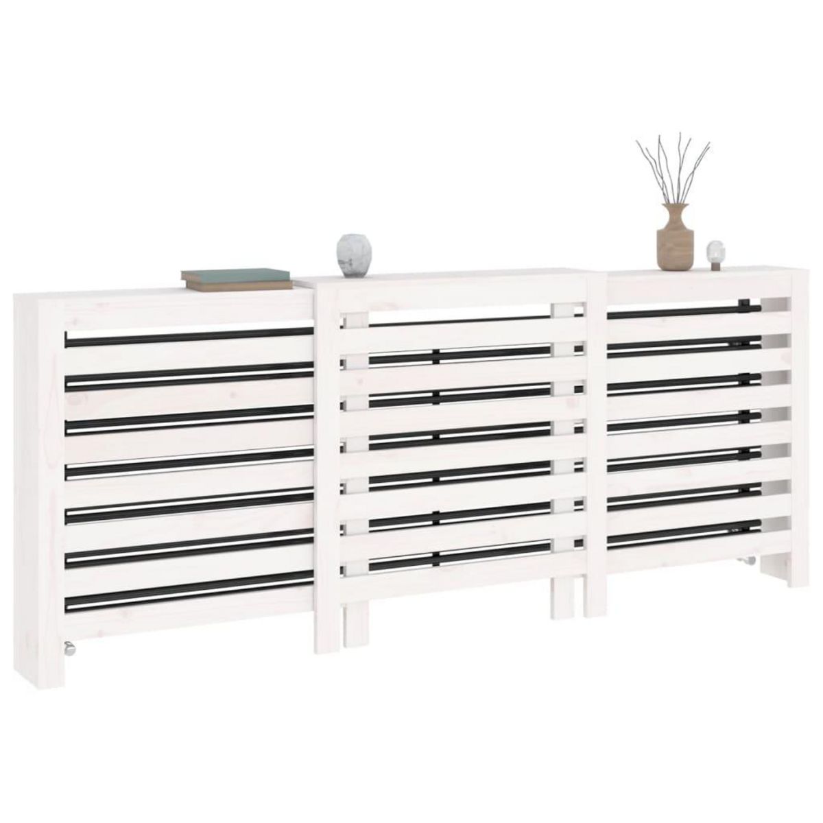 VIDAXL Cache-radiateur Blanc 210x21x85 cm Bois massif de pin
