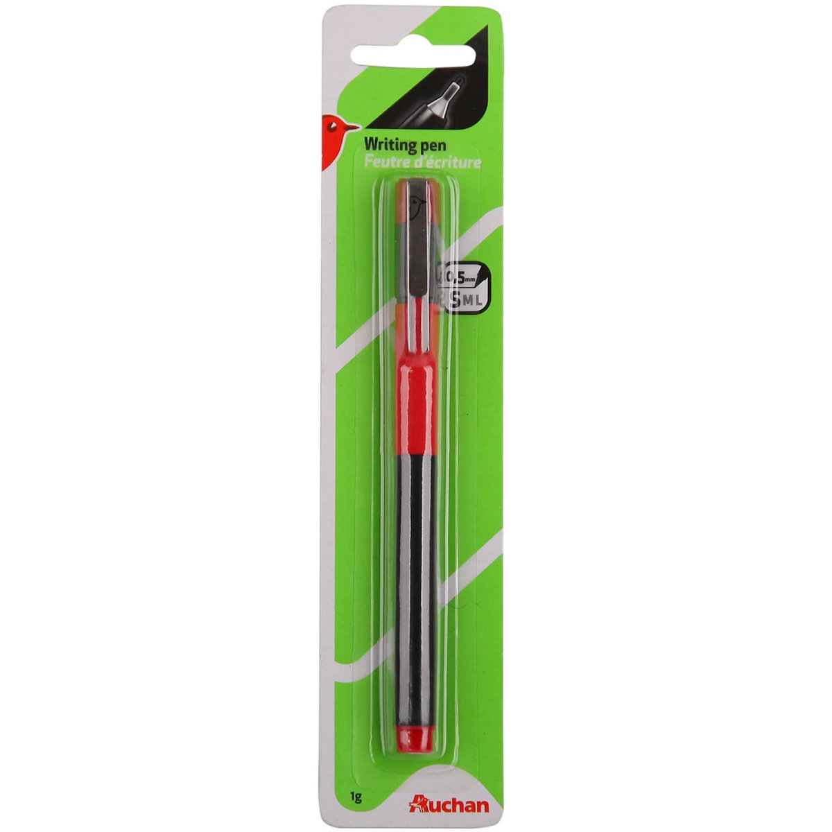 AUCHAN Feutre d'écriture - pointe fine 0.5mm - rouge
