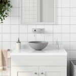 VIDAXL Lavabo de salle de bain Ceramique Gris clair Rond