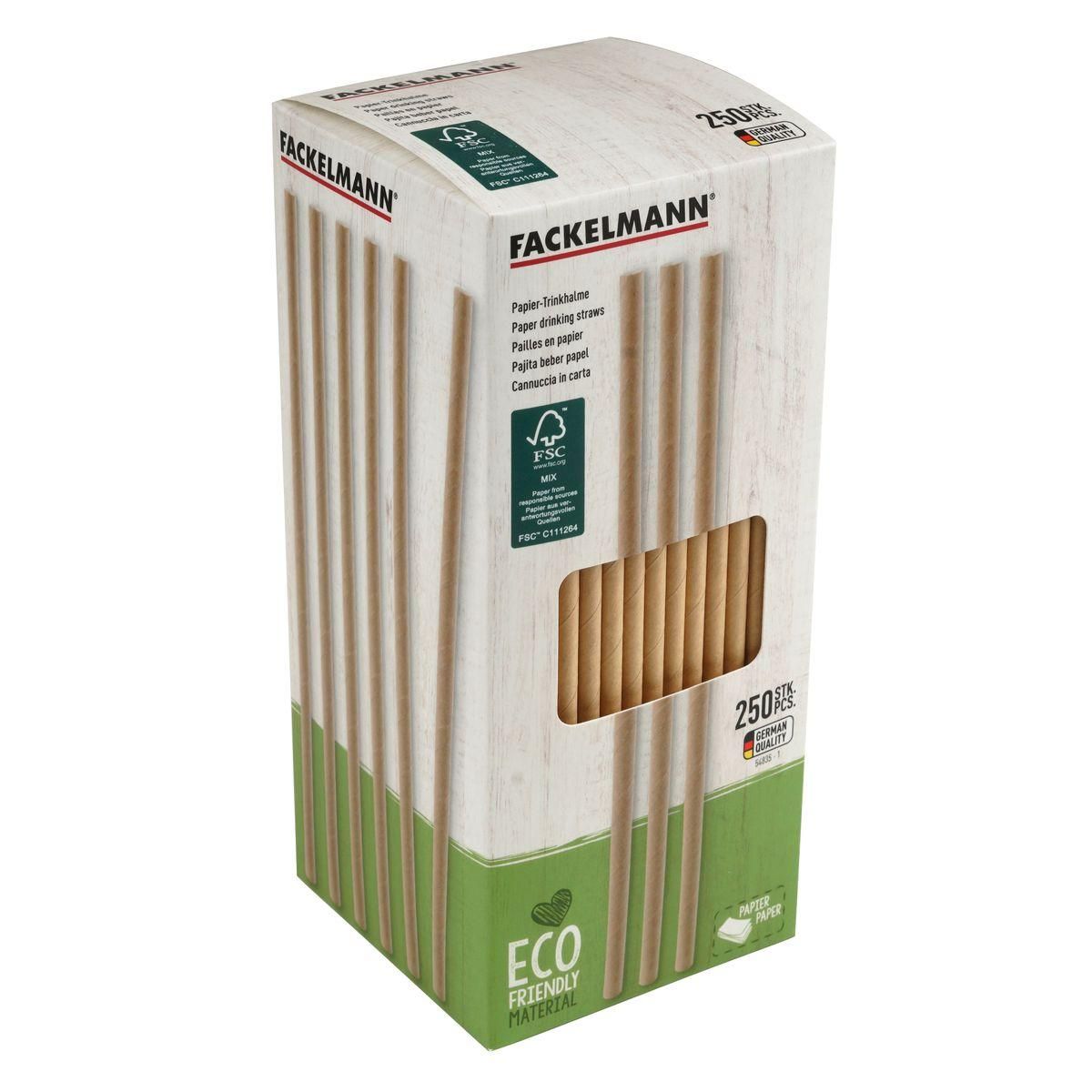 Fackelmann Boite de 250 pailles en papier brun 21 cm Fackelmann Nature