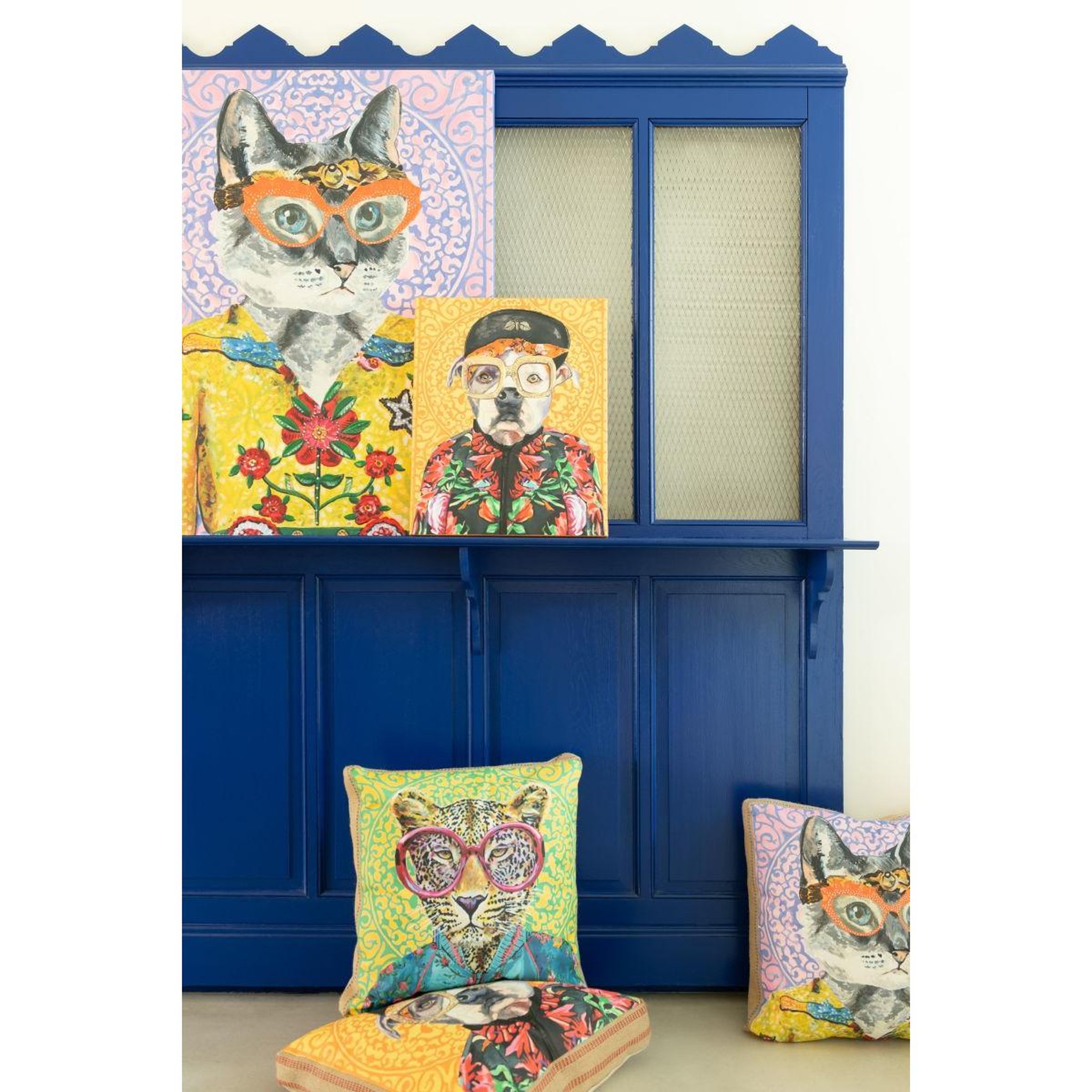 Voir la diapositive 6 : J-LINE Toile déco chien  popart  40x50cm multicolore