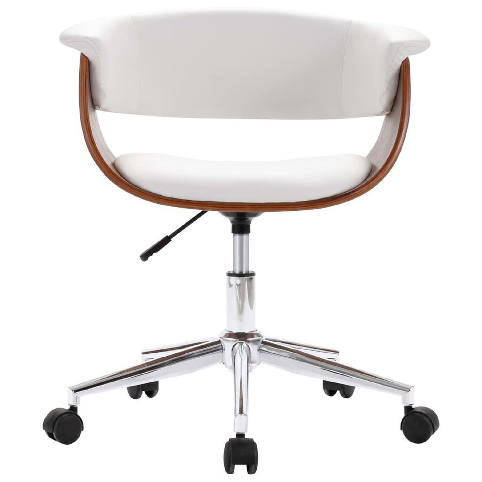 Voir la diapositive 3 : VIDAXL Chaise pivotante de bureau Blanc Bois courbe et similicuir