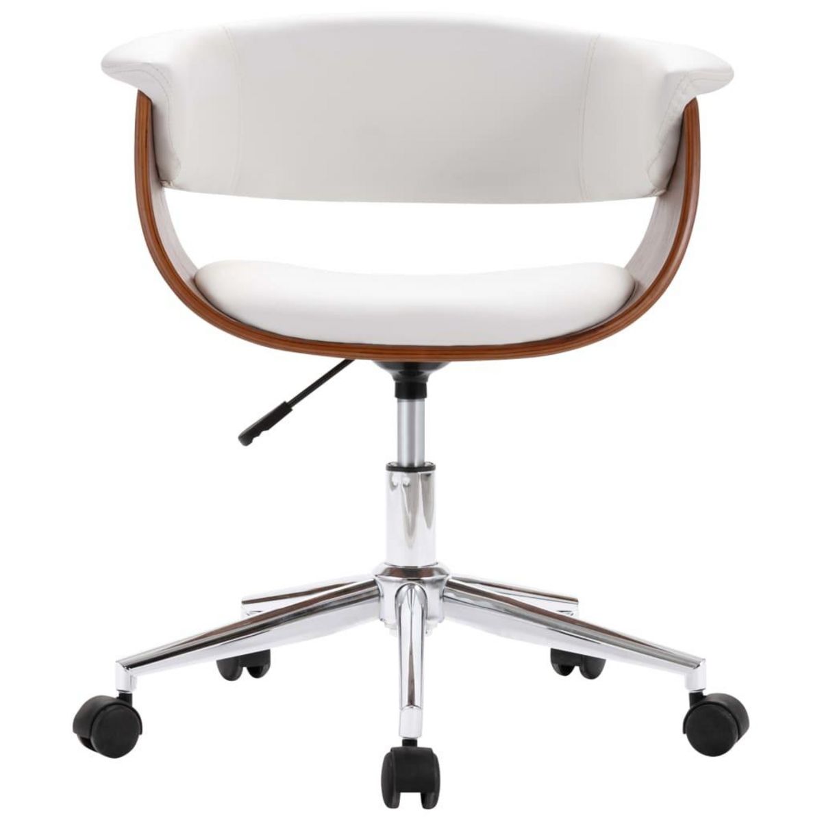 VIDAXL Chaise pivotante de bureau Blanc Bois courbe et similicuir
