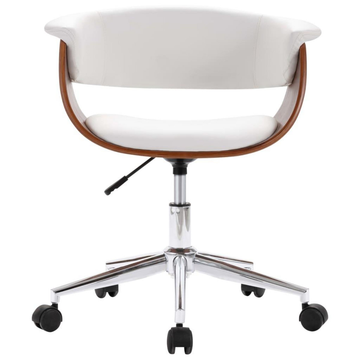 VIDAXL Chaise pivotante de bureau Blanc Bois courbe et similicuir