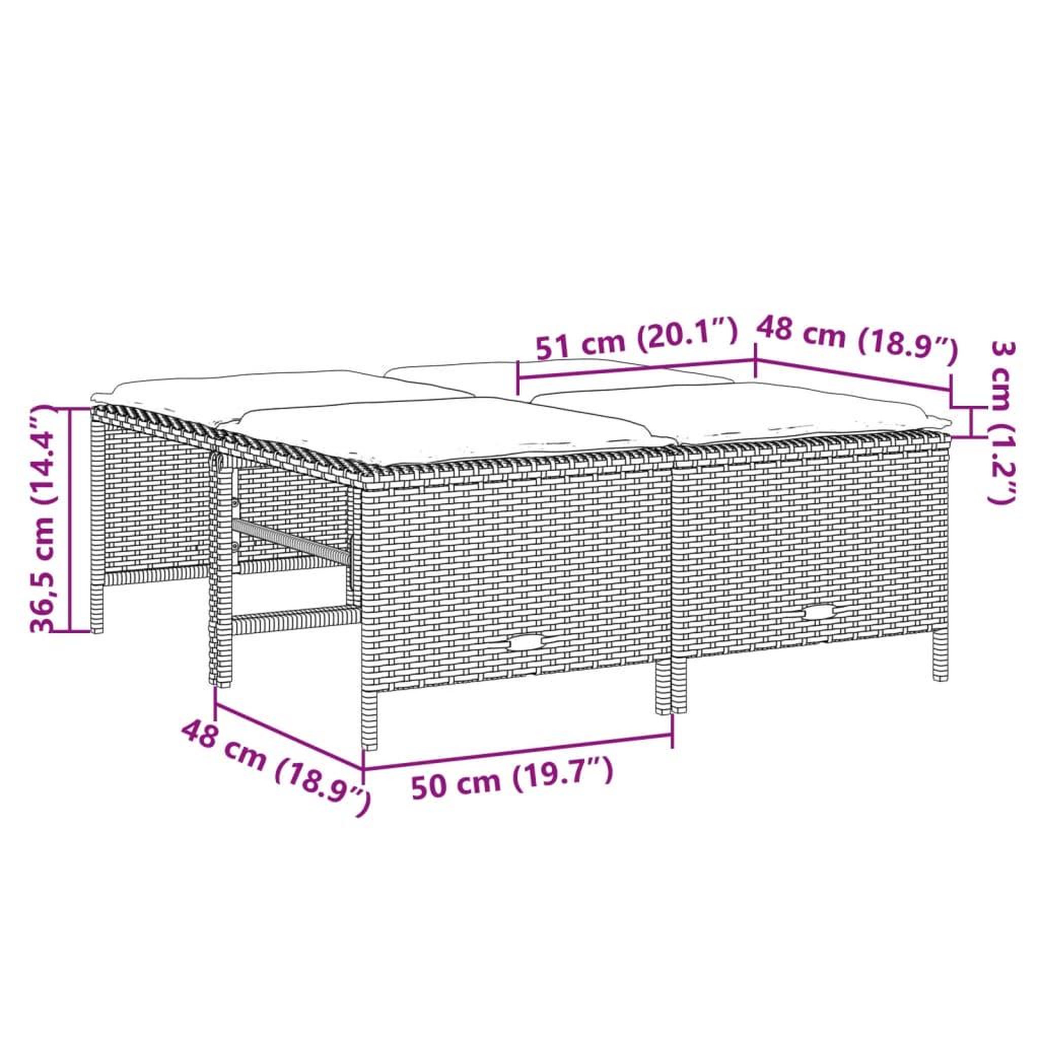 Voir la diapositive 6 : VIDAXL Tabourets de jardin avec coussins lot de 4 gris resine tressee