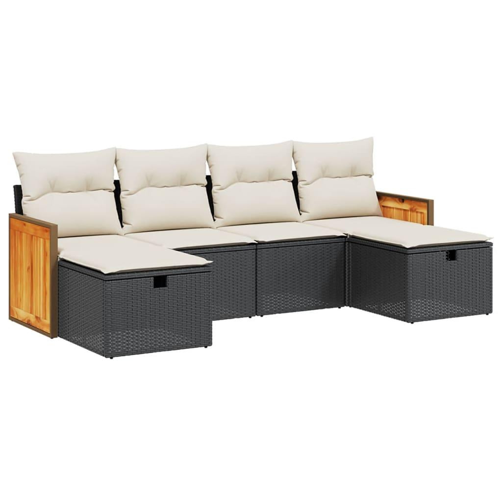 Voir la diapositive 2 : VIDAXL Salon de jardin 6 pcs avec coussins noir resine tressee