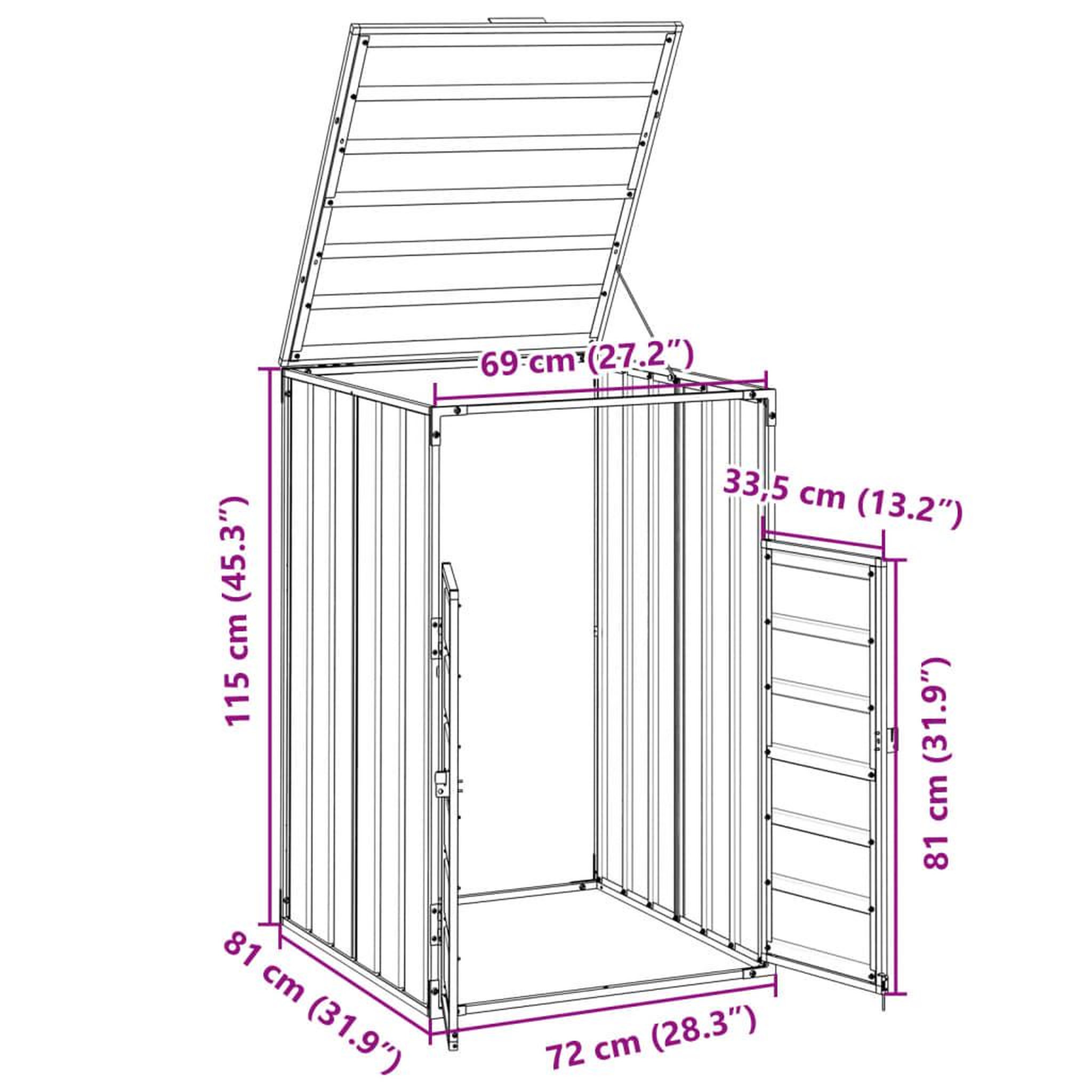 Voir la diapositive 6 : VIDAXL Rangement a roulettes pour poubelles pour bac unique gris acier