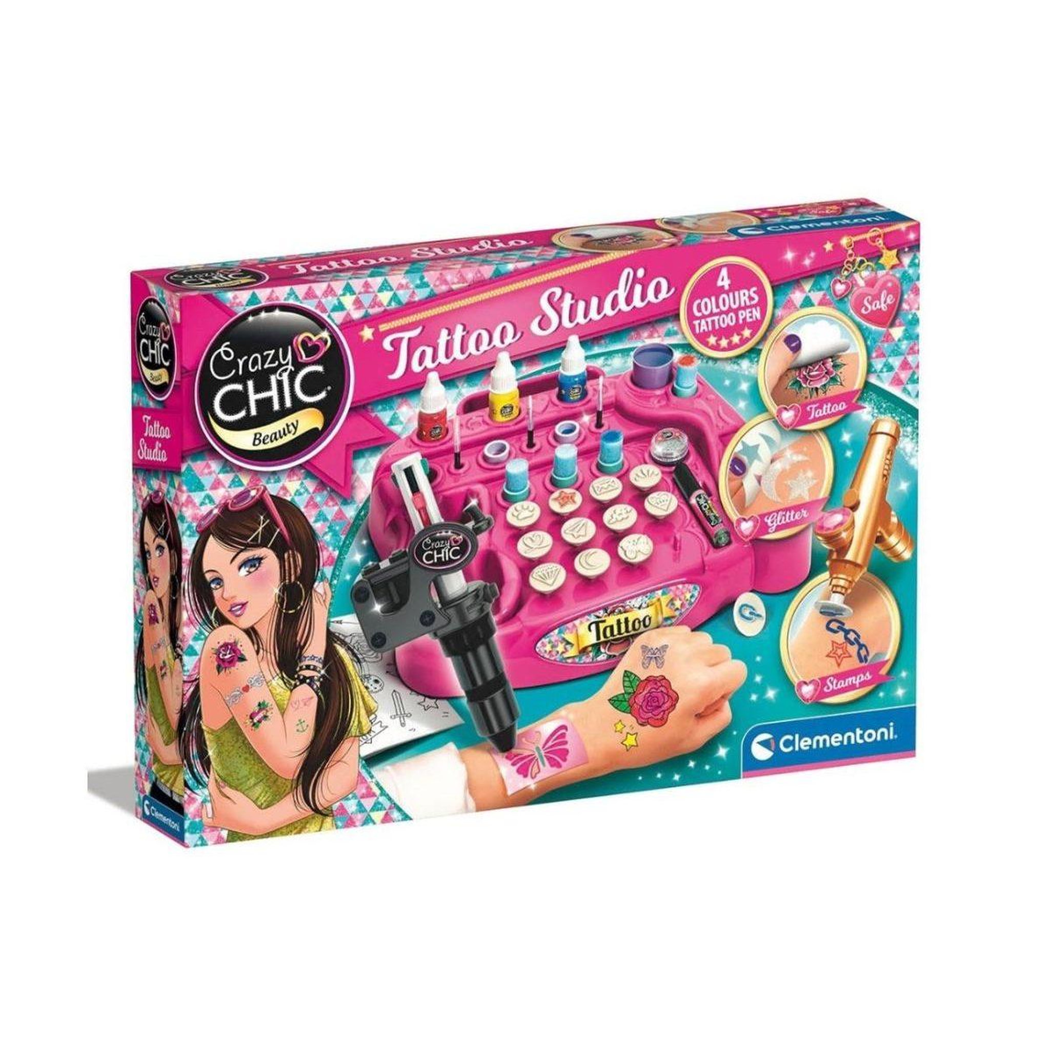 Voir la diapositive 3 : CLEMENTONI Coffret créatif  18261 crazy chic - studio de tatouages