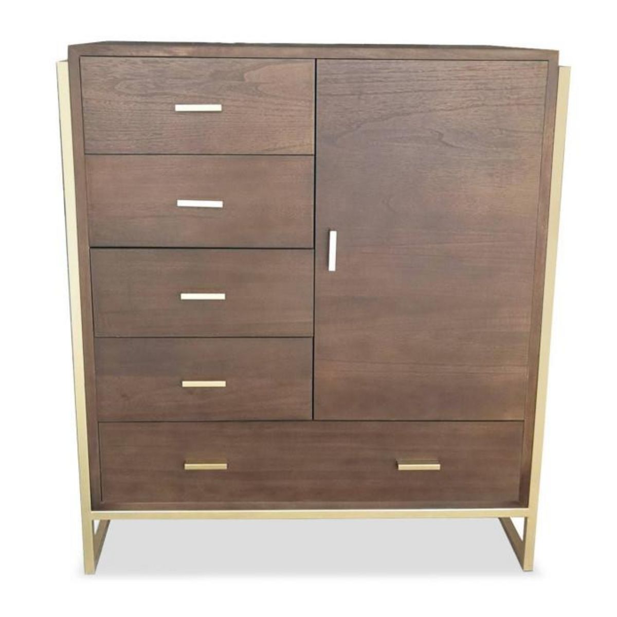 Paris Prix Buffet 5 Tiroirs & 1 Porte  Bynard  112cm Marron & Or