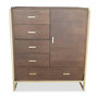 Voir la diapositive 2 : Paris Prix Buffet 5 Tiroirs & 1 Porte  Bynard  112cm Marron & Or