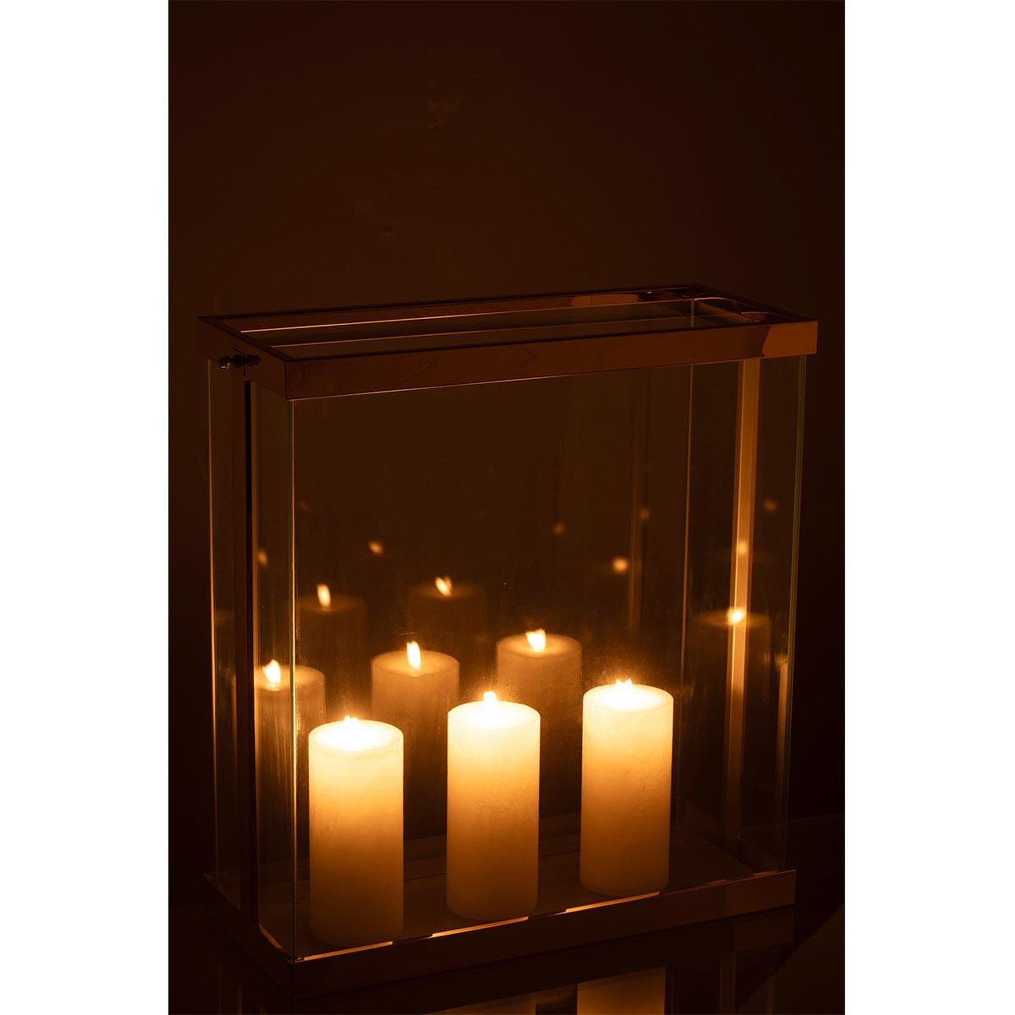 Voir la diapositive 3 : J-LINE Lanterne en Verre  Enma  45cm Or