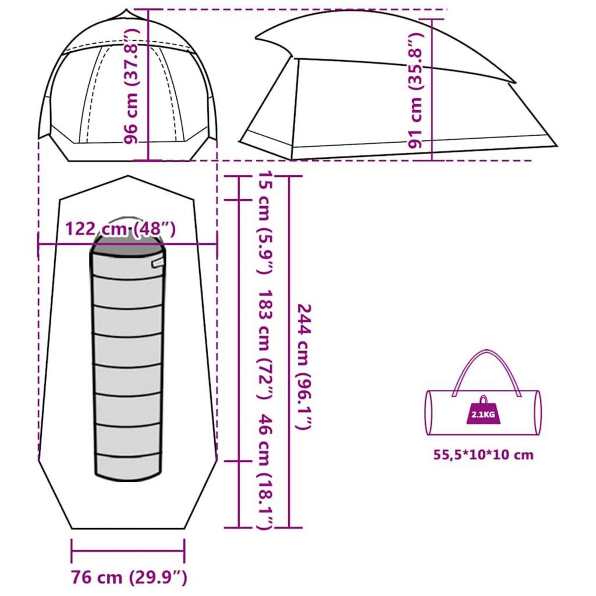VIDAXL Tente de camping a dome 1 personne tissu occultant impermeable