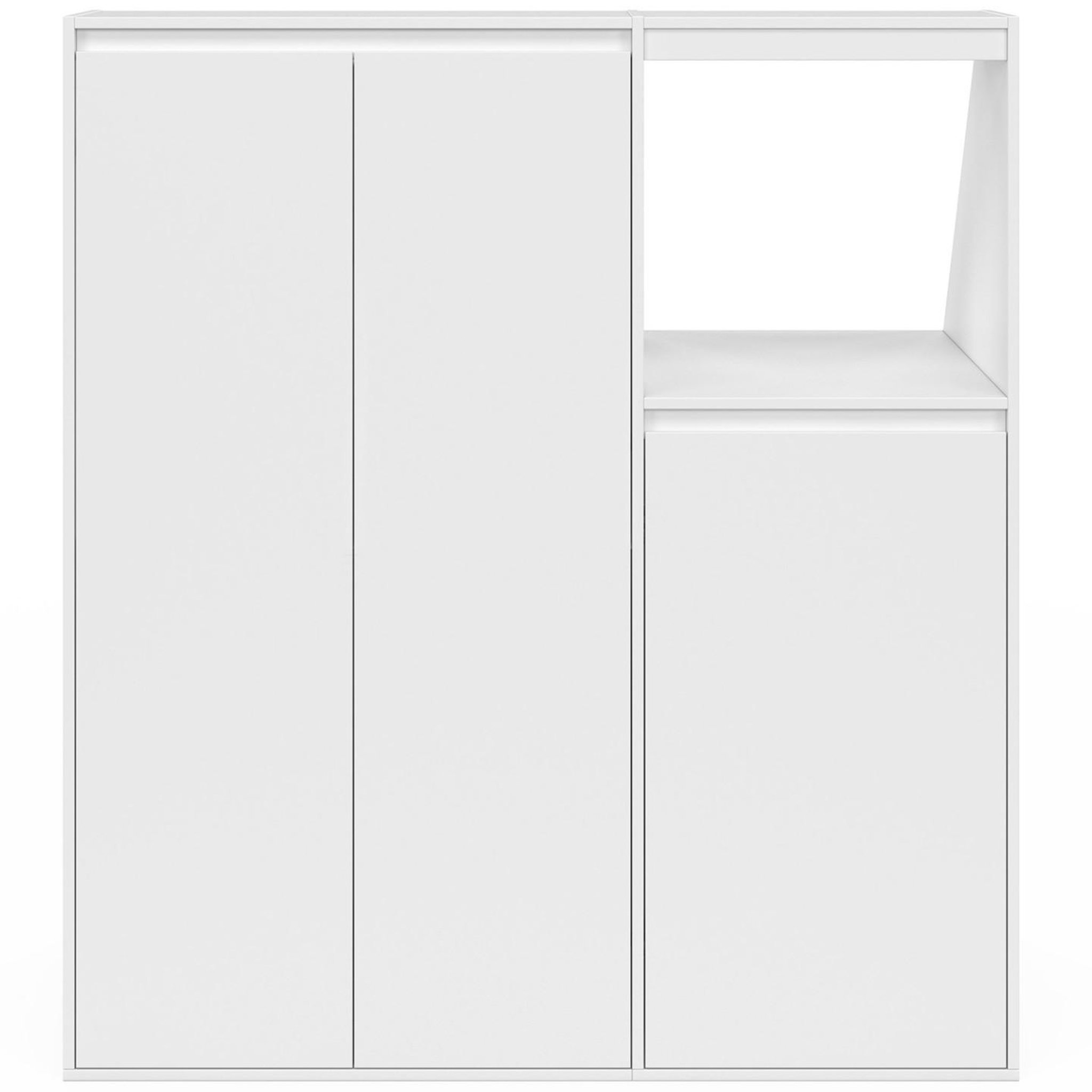 Voir la diapositive 3 : ID MARKET Ensemble armoires sous pente 2 portes + 1 porte et 1 niche tomi blanc