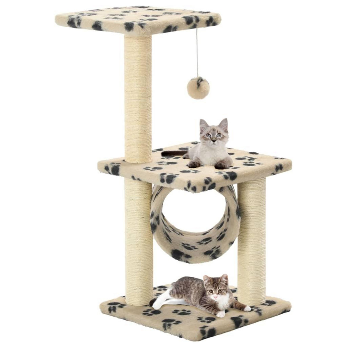 VIDAXL Arbre a chat avec griffoirs en sisal 65 cm Beige Motif pattes