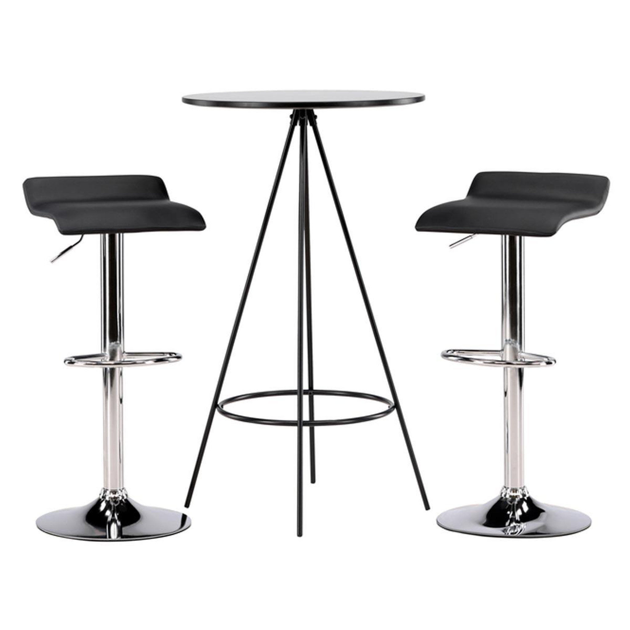 Paris Prix Ensemble Table de Bar & 2 Tabourets  Bistro & Jonna  105cm Noir