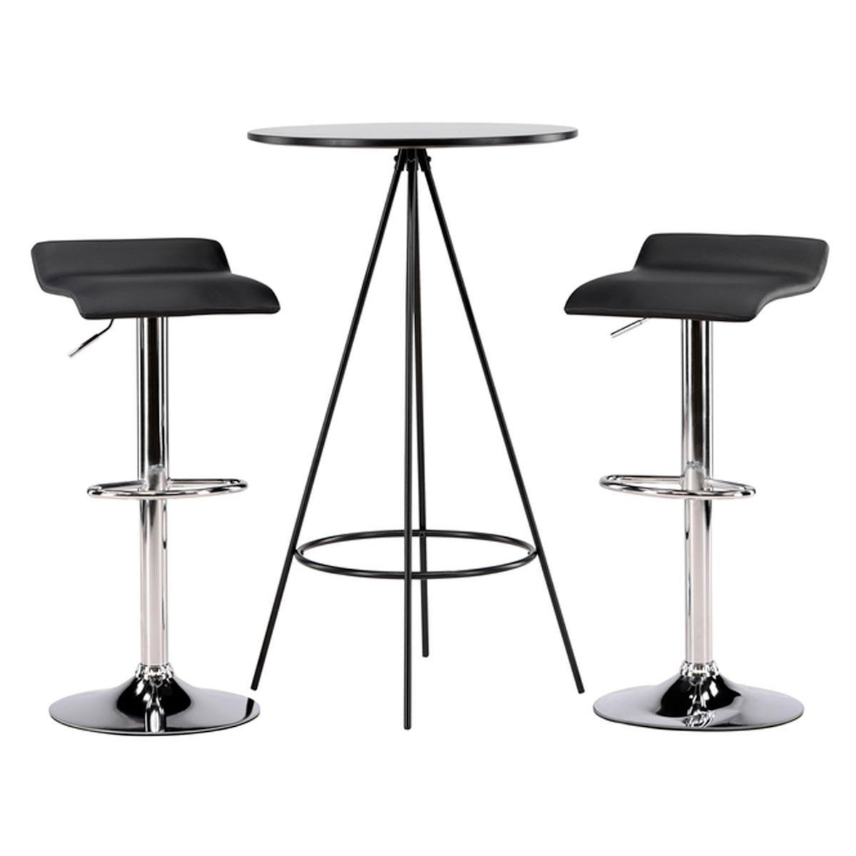 Paris Prix Ensemble Table de Bar & 2 Tabourets  Bistro & Jonna  105cm Noir