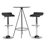 Paris Prix Ensemble Table de Bar & 2 Tabourets  Bistro & Jonna  105cm Noir