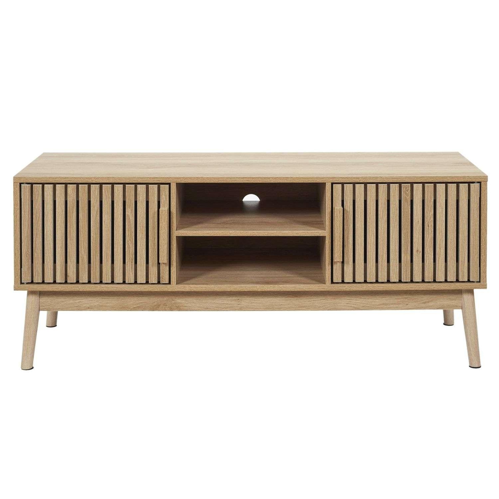 The Home Deco Factory Meuble tv 2 portes et 2 niches de rangement saulk - marron