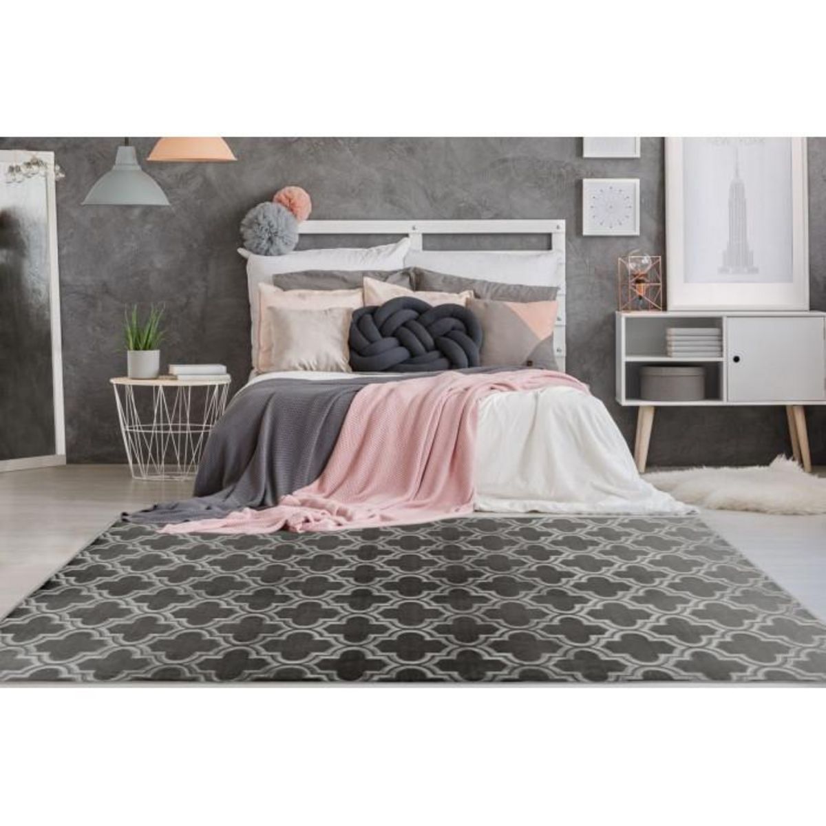 Paris Prix Tapis Vintage Fait Main  Monroe I  Anthracite