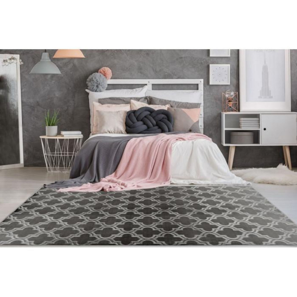 Paris Prix Tapis Vintage Fait Main  Monroe I  Anthracite