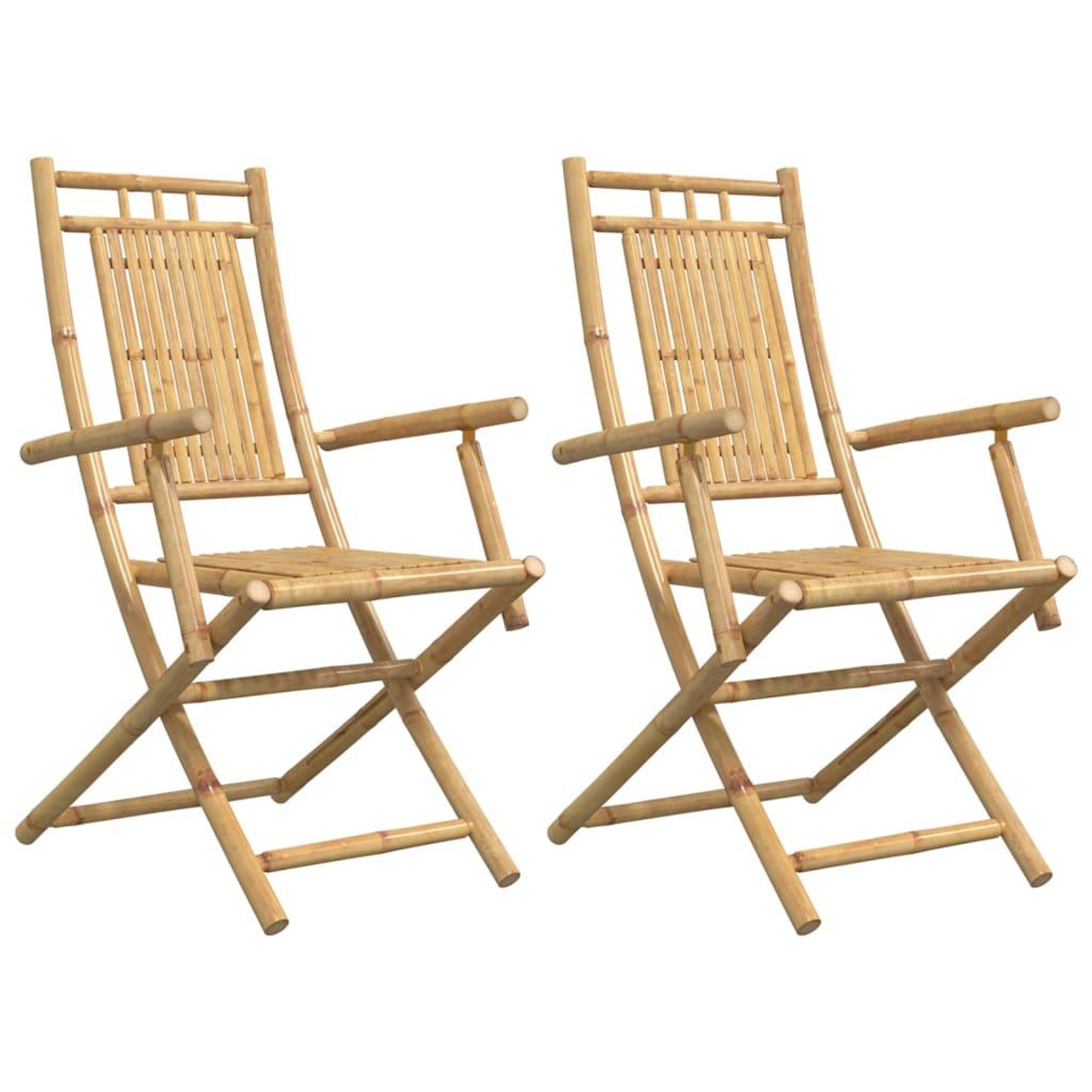 Voir la diapositive 2 : VIDAXL Chaises pliables de jardin lot de 2 53x66x99 cm bambou