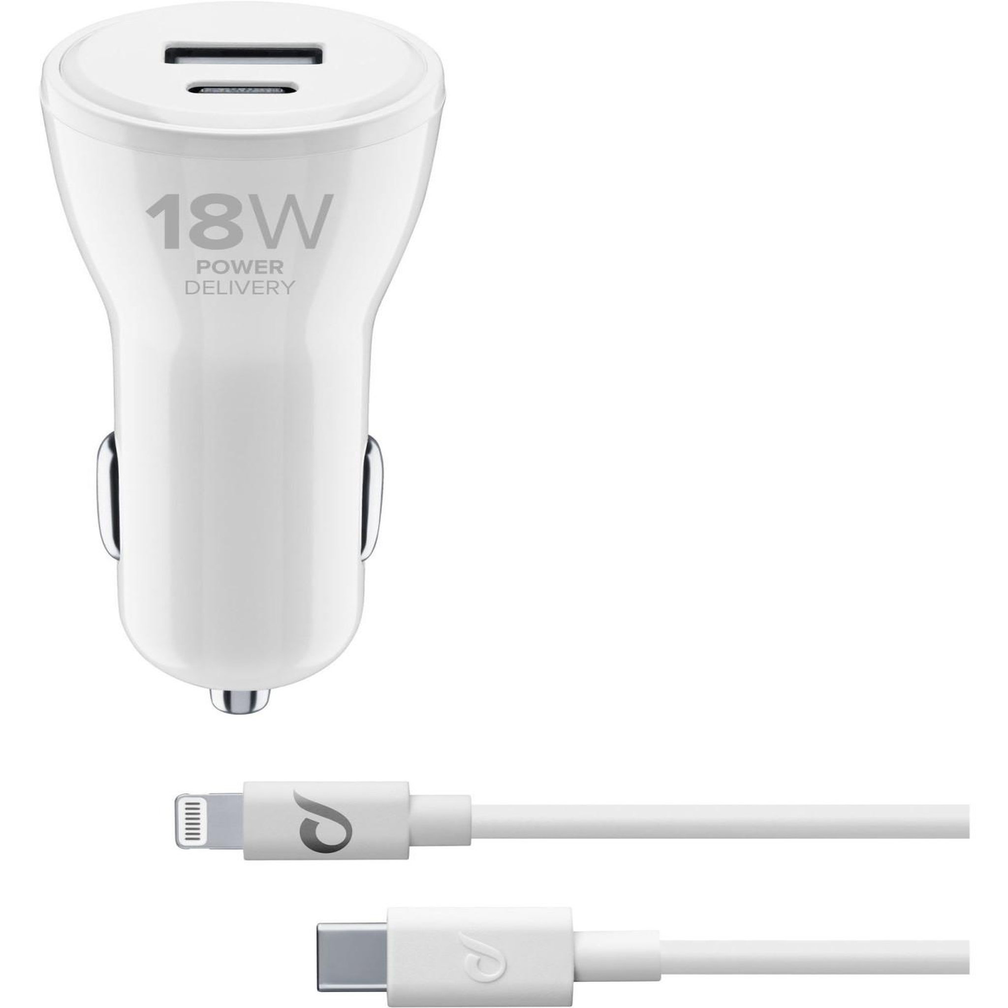 CELLULAR LINE Cellularline usb-c car charger dual kit 18w + 12w - usb-c to lightning - iphone 8 or later