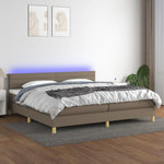 VIDAXL Sommier a lattes de lit et matelas et LED Taupe 200x200cm Tissu