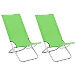 VIDAXL Chaises de plage pliables lot de 2 Vert Tissu
