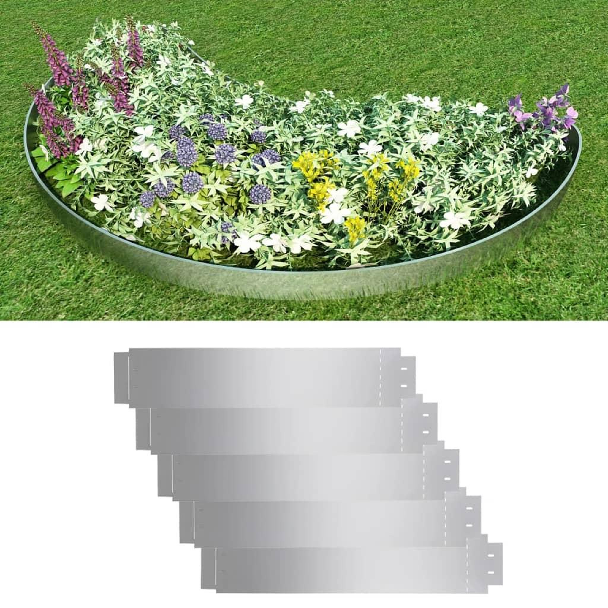 Voir la diapositive 1 : VIDAXL Bordure de pelouse 5 pcs Acier galvanise 100 x 20 cm