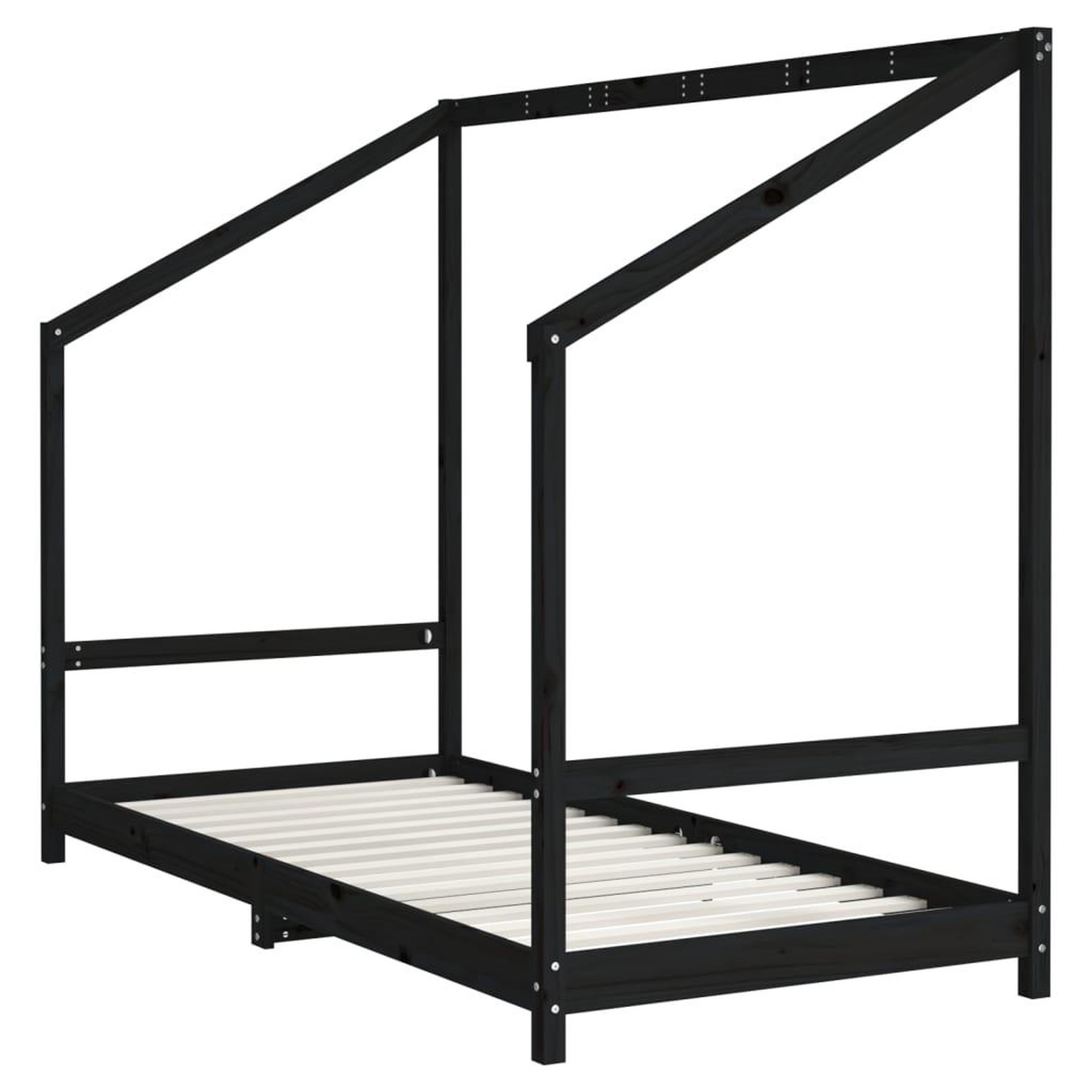 Voir la diapositive 3 : VIDAXL Cadre de lit pour enfants noir 90x200 cm bois de pin massif
