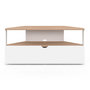 Voir la diapositive 3 : ID MARKET Meuble TV 100 cm d'angle ELI bois façon hêtre et blanc