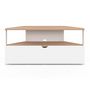 Voir la diapositive 3 : ID MARKET Meuble TV 100 cm d'angle ELI bois façon hêtre et blanc