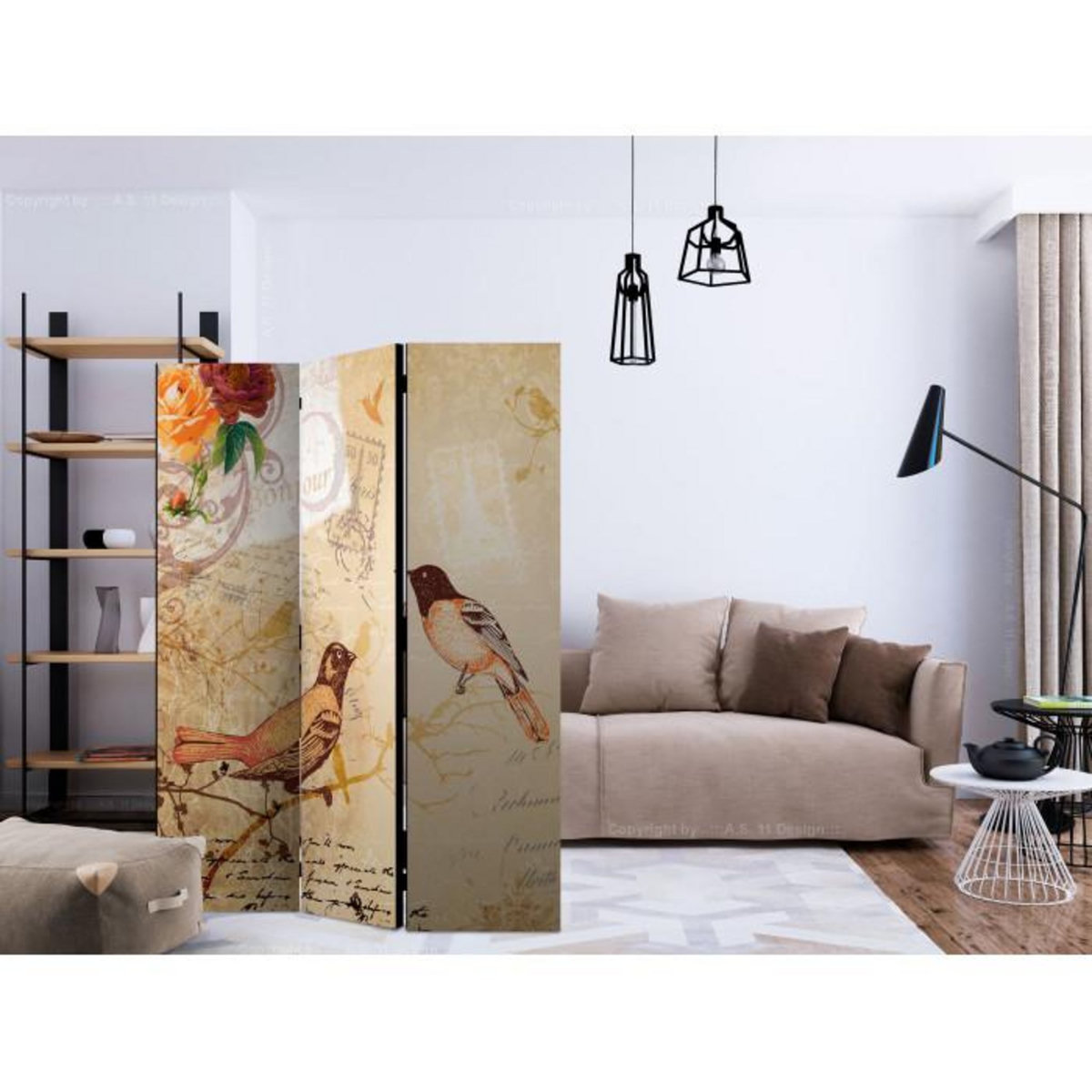 Paris Prix Paravent 3 Volets  Bonjour  135x172cm