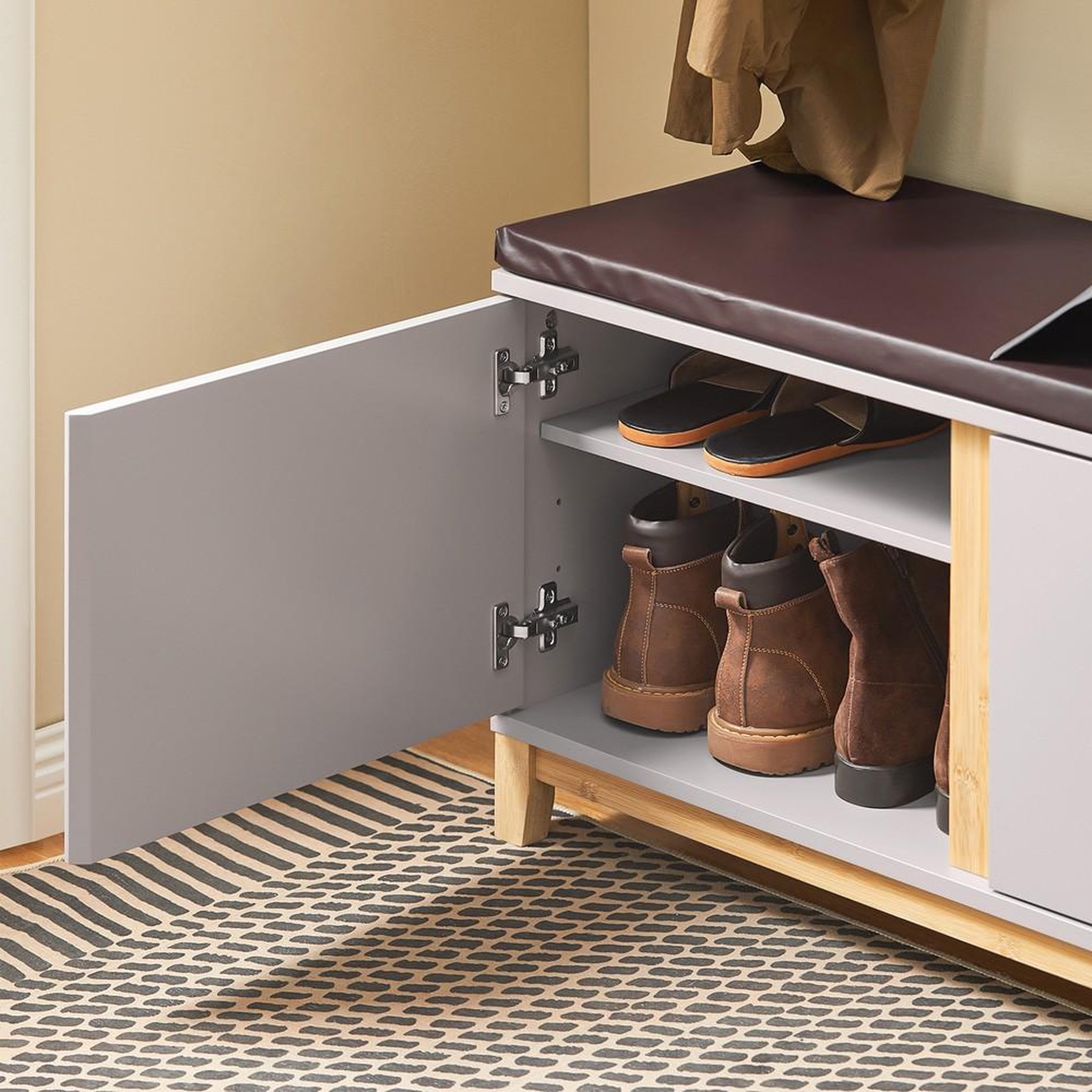 Voir la diapositive 5 : SOBUY SoBuy - Banc de rangement à chaussures avec deux portes - Nordique - FSR117