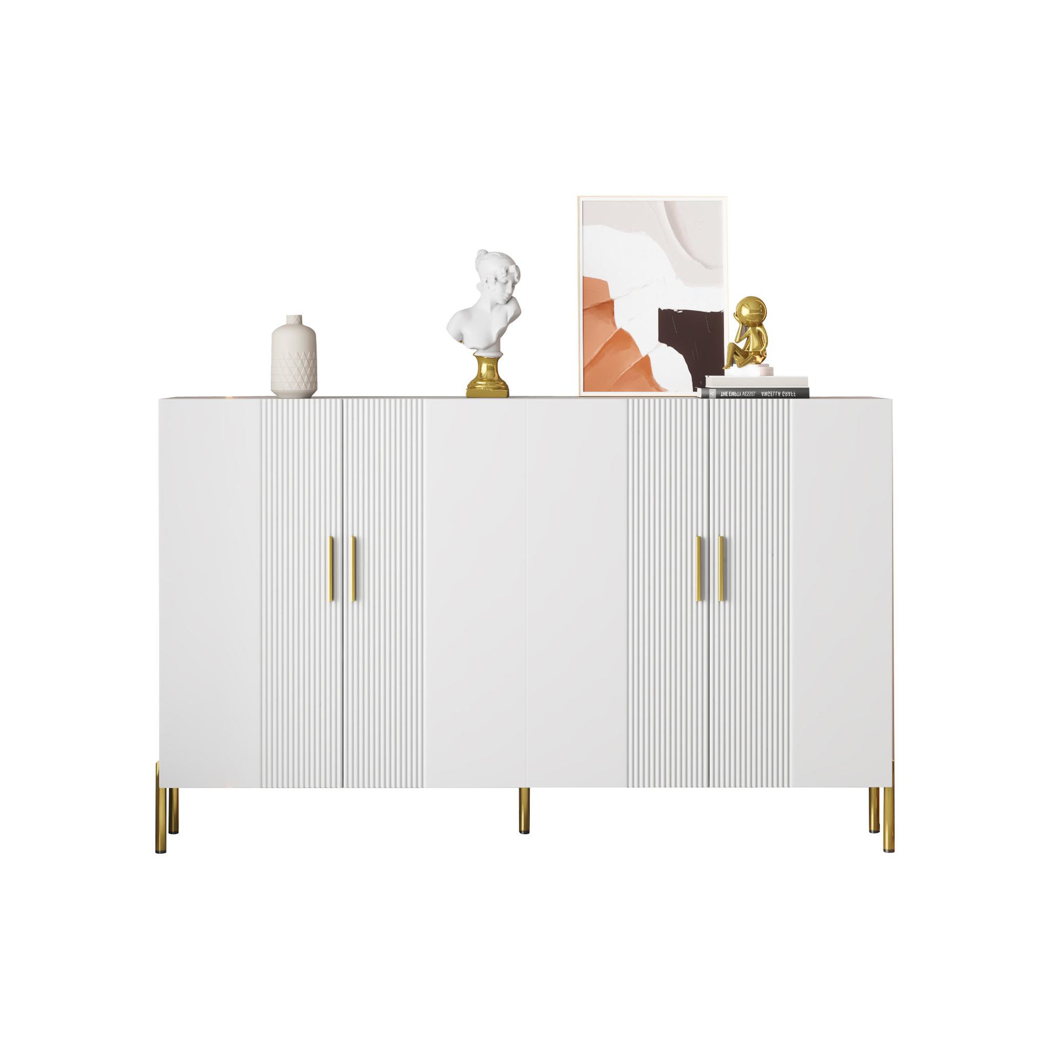 MERAX Buffet 4 porte(s) 0 tiroir(s) - 160 cm blanc panneau de particules