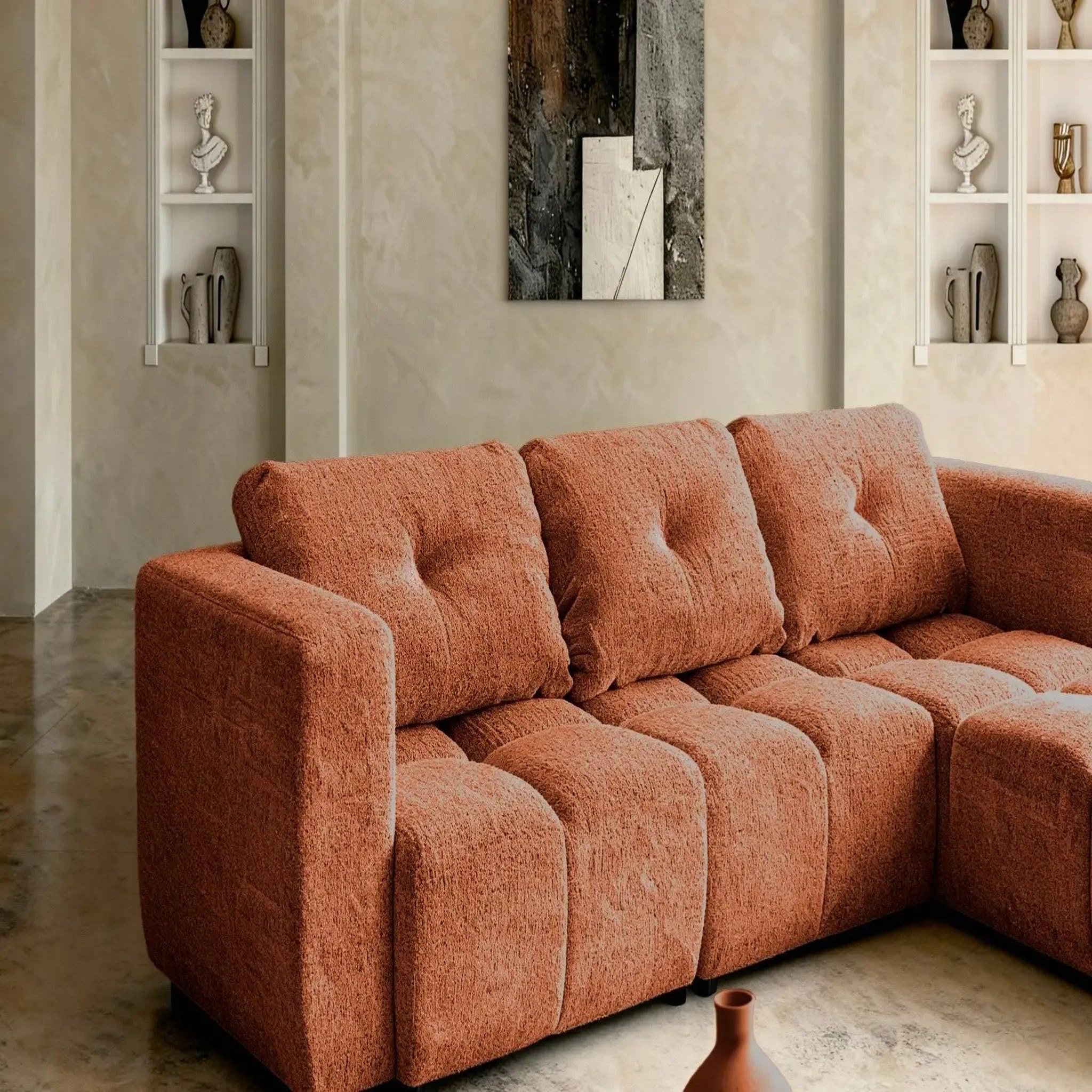 Voir la diapositive 4 : CASANOVA PARIS Romy 4 places - canapé d'angle convertible tissu chenille 4 places