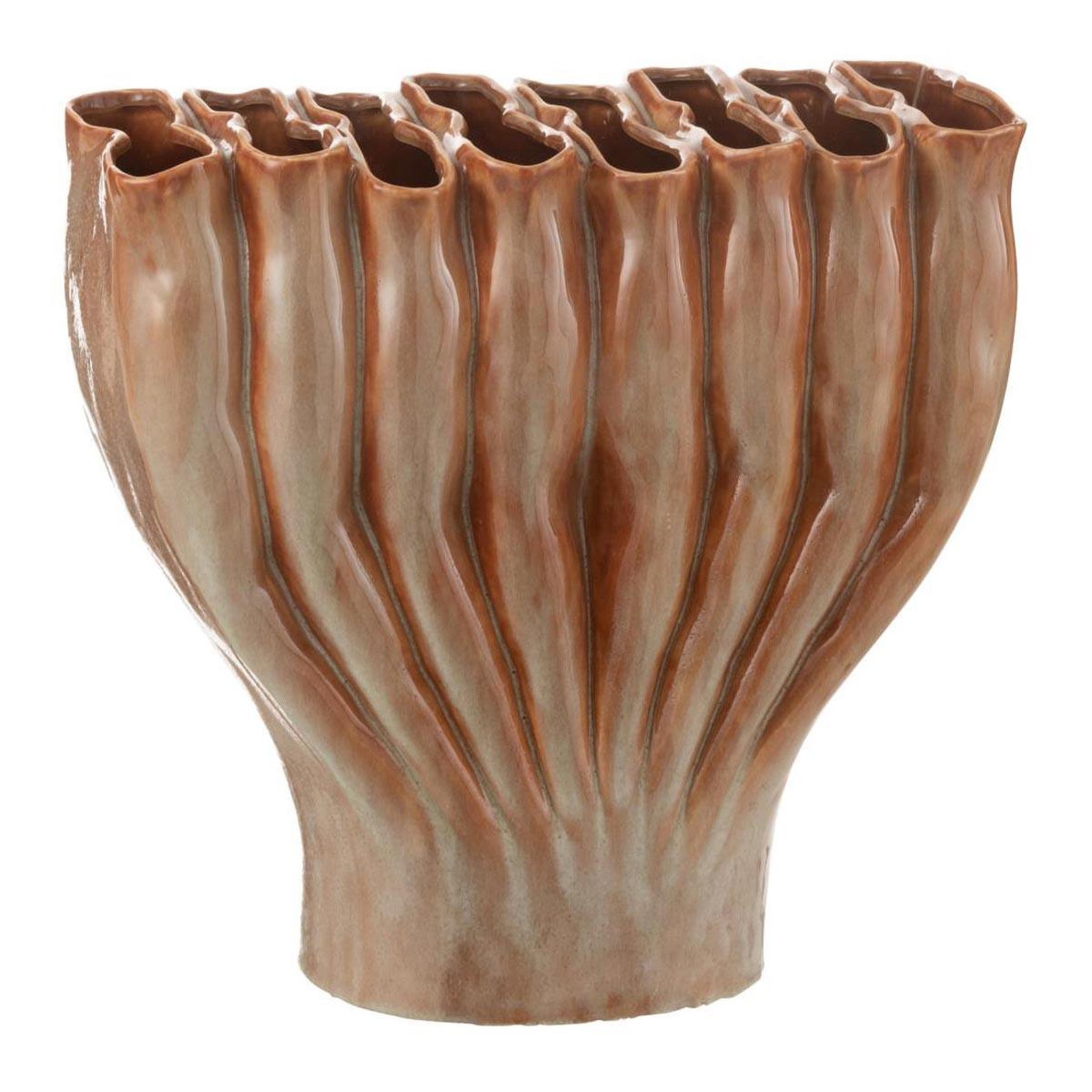 Voir la diapositive 1 : J-LINE Vase déco multi tubes  étroit  35cm bronze