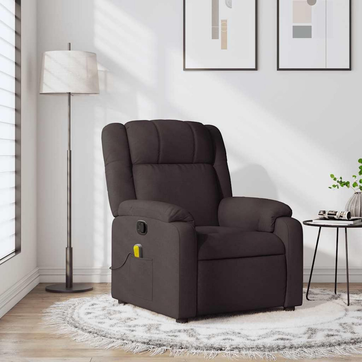 VIDAXL Fauteuil de massage inclinable Marron fonce Tissu